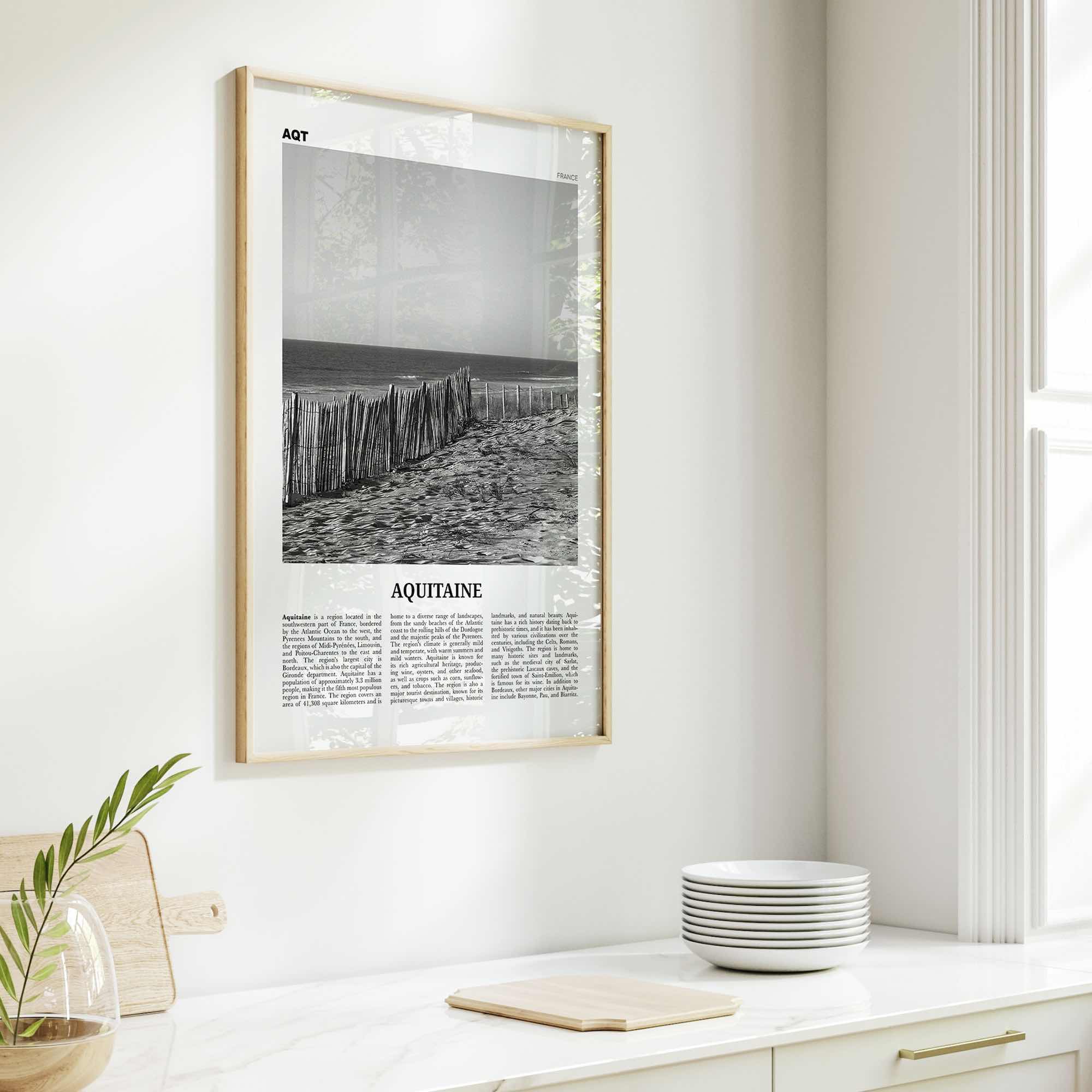 Aquitaine Print Black and White, Aquitaine Wall Art, Aquitaine Poster, Aquitaine Photo, Aquitaine Wall Décor, Aquitaine Map, France