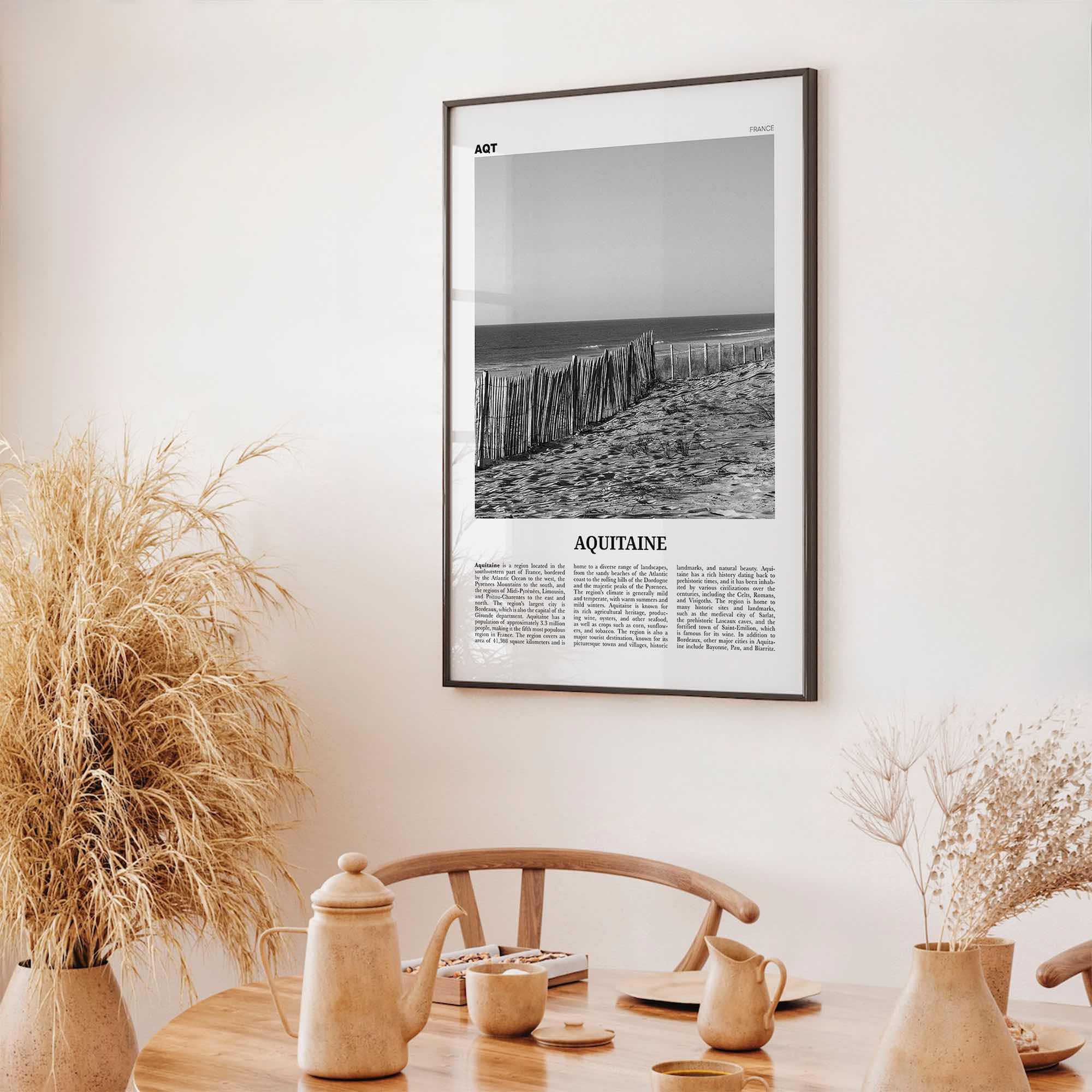 Aquitaine Print Black and White, Aquitaine Wall Art, Aquitaine Poster, Aquitaine Photo, Aquitaine Wall Décor, Aquitaine Map, France