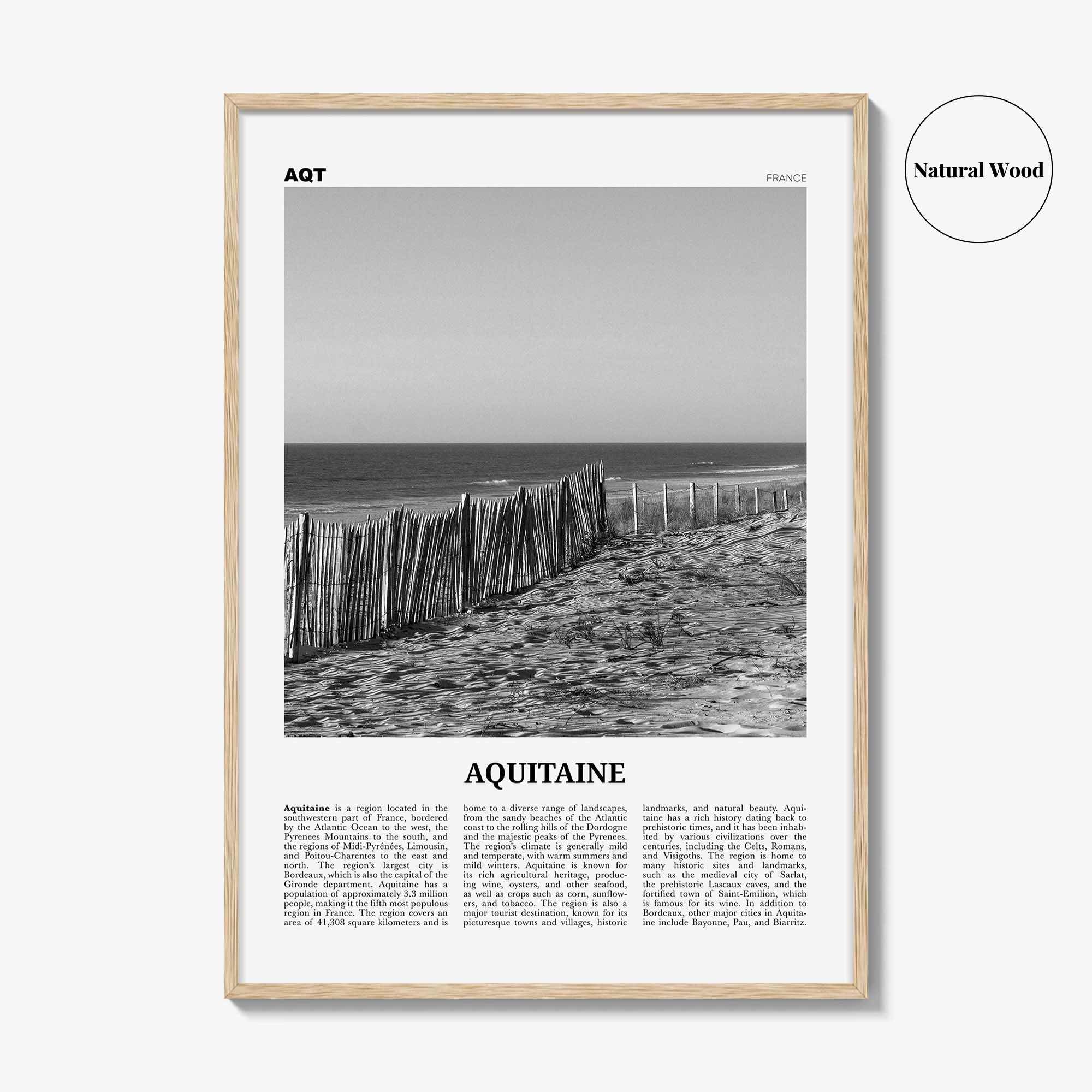 Aquitaine Print Black and White, Aquitaine Wall Art, Aquitaine Poster, Aquitaine Photo, Aquitaine Wall Décor, Aquitaine Map, France