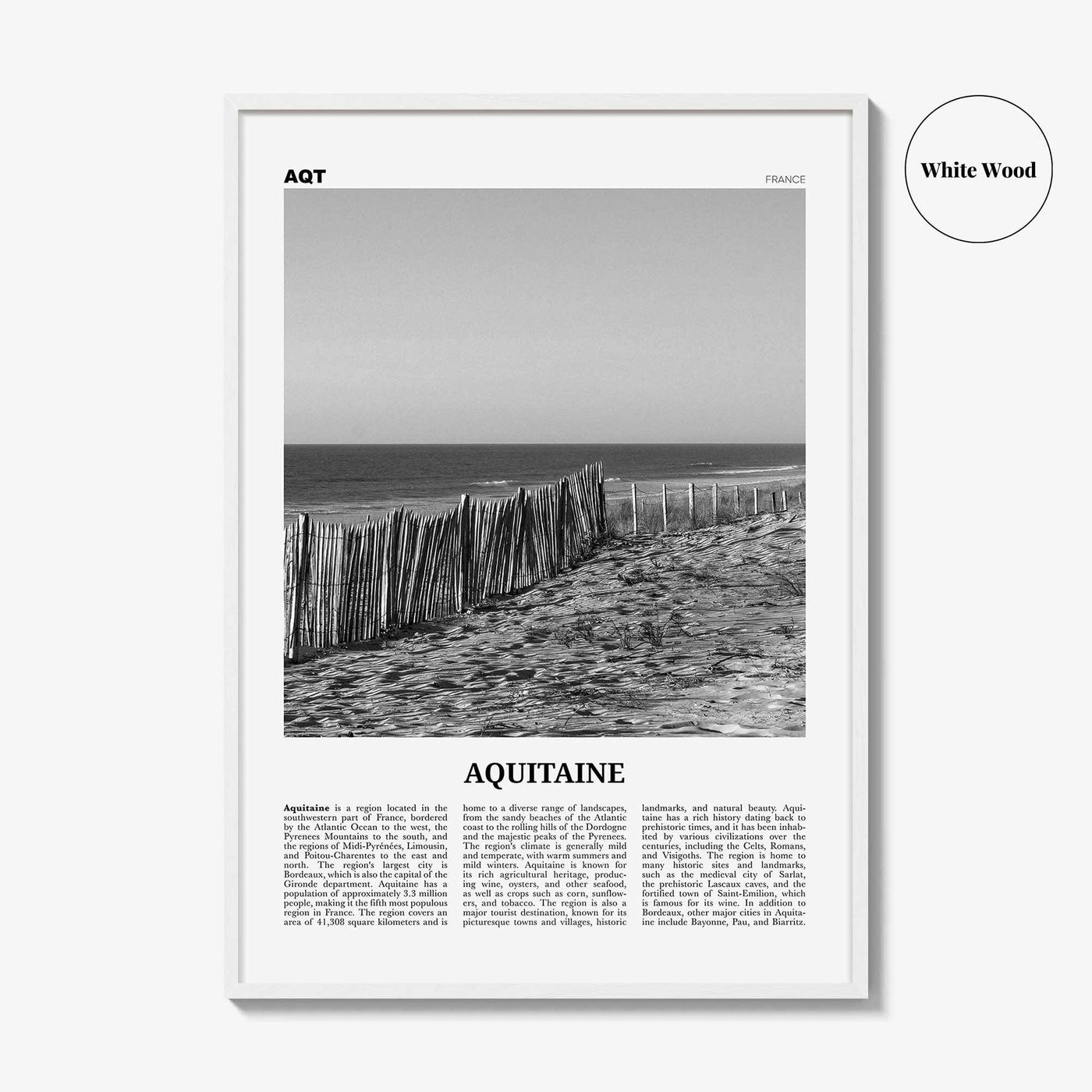 Aquitaine Print Black and White, Aquitaine Wall Art, Aquitaine Poster, Aquitaine Photo, Aquitaine Wall Décor, Aquitaine Map, France