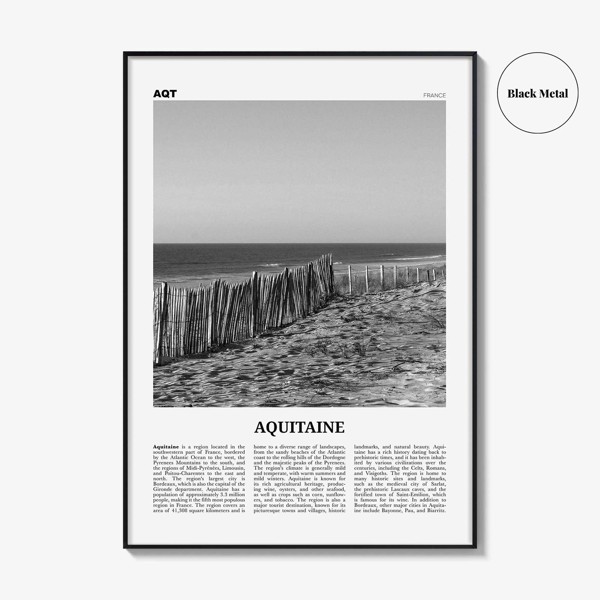 Aquitaine Print Black and White, Aquitaine Wall Art, Aquitaine Poster, Aquitaine Photo, Aquitaine Wall Décor, Aquitaine Map, France