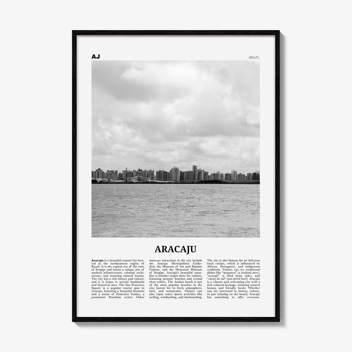 Aracaju Print Black and White, Aracaju Wall Art, Aracaju Poster, Aracaju Photo, Aracaju Wall Décor, Aracaju Map, Brazil
