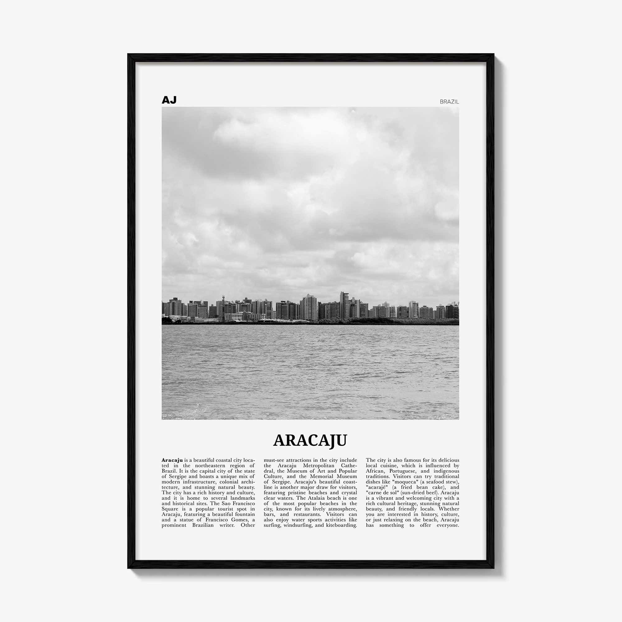 Aracaju Print Black and White, Aracaju Wall Art, Aracaju Poster, Aracaju Photo, Aracaju Wall Décor, Aracaju Map, Brazil