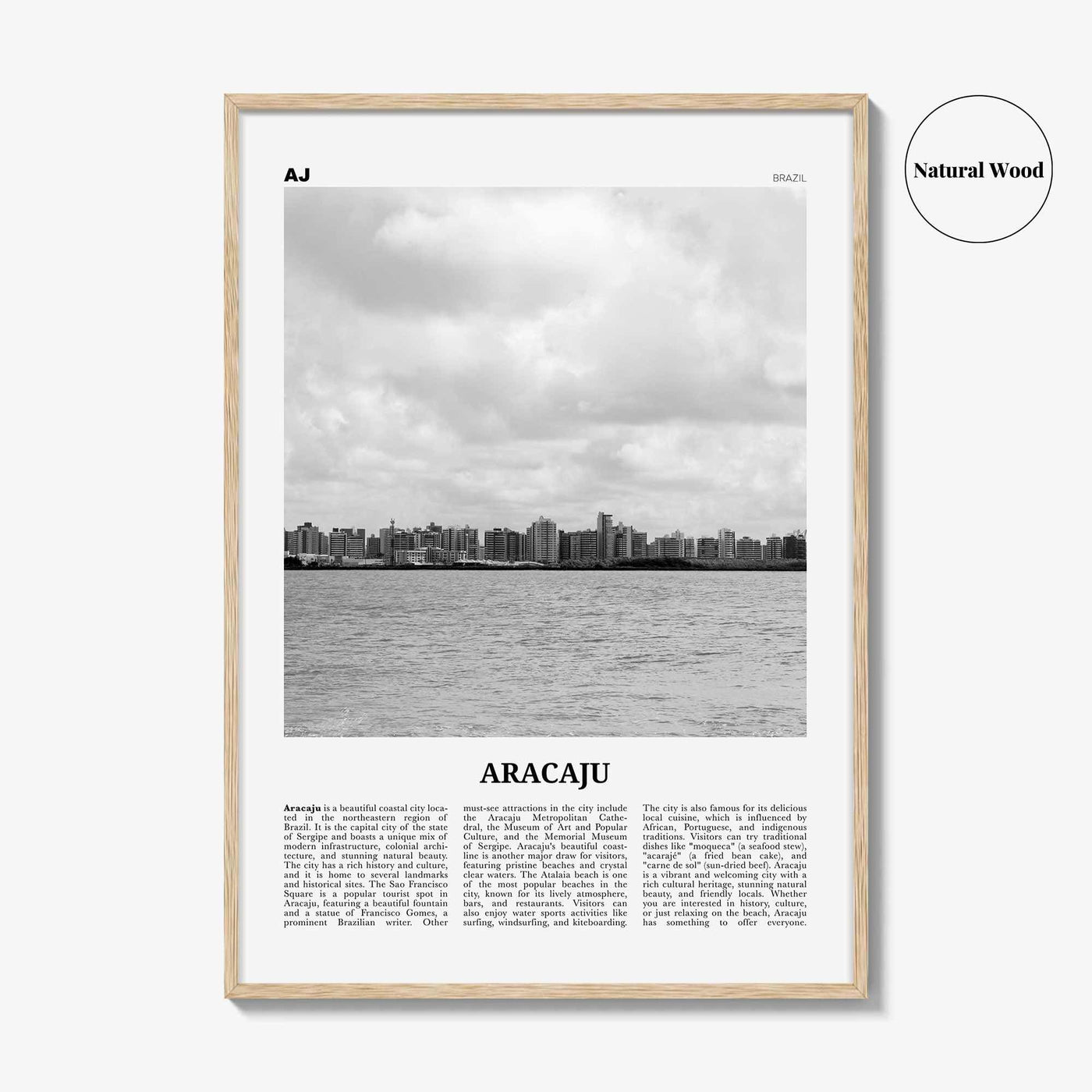 Aracaju Print Black and White, Aracaju Wall Art, Aracaju Poster, Aracaju Photo, Aracaju Wall Décor, Aracaju Map, Brazil