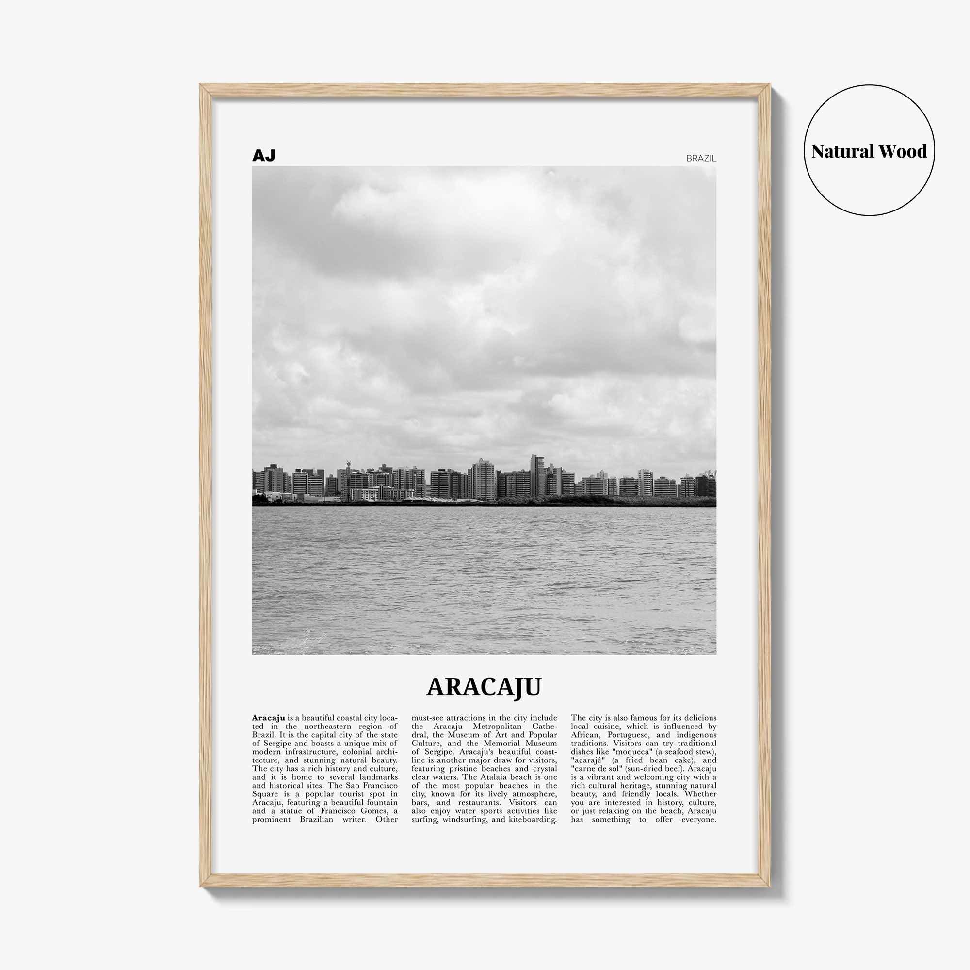 Aracaju Print Black and White, Aracaju Wall Art, Aracaju Poster, Aracaju Photo, Aracaju Wall Décor, Aracaju Map, Brazil