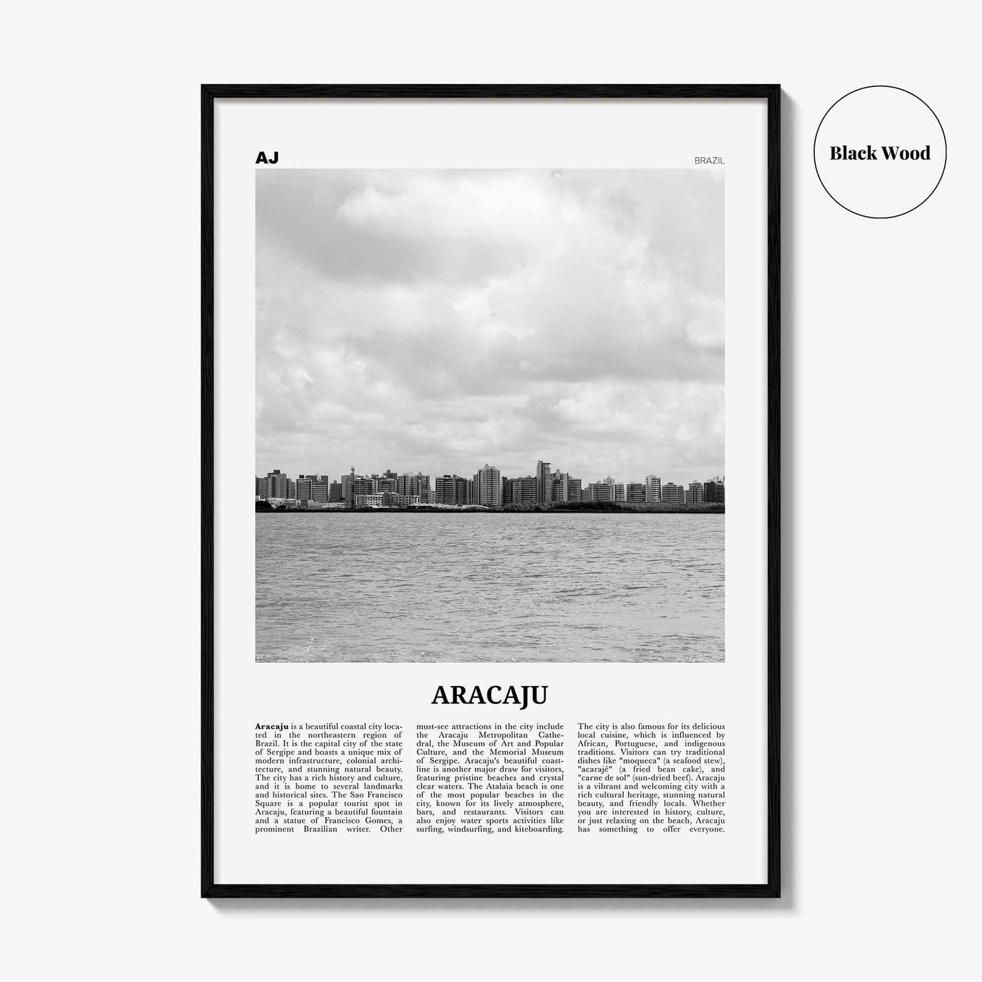 Aracaju Print Black and White, Aracaju Wall Art, Aracaju Poster, Aracaju Photo, Aracaju Wall Décor, Aracaju Map, Brazil