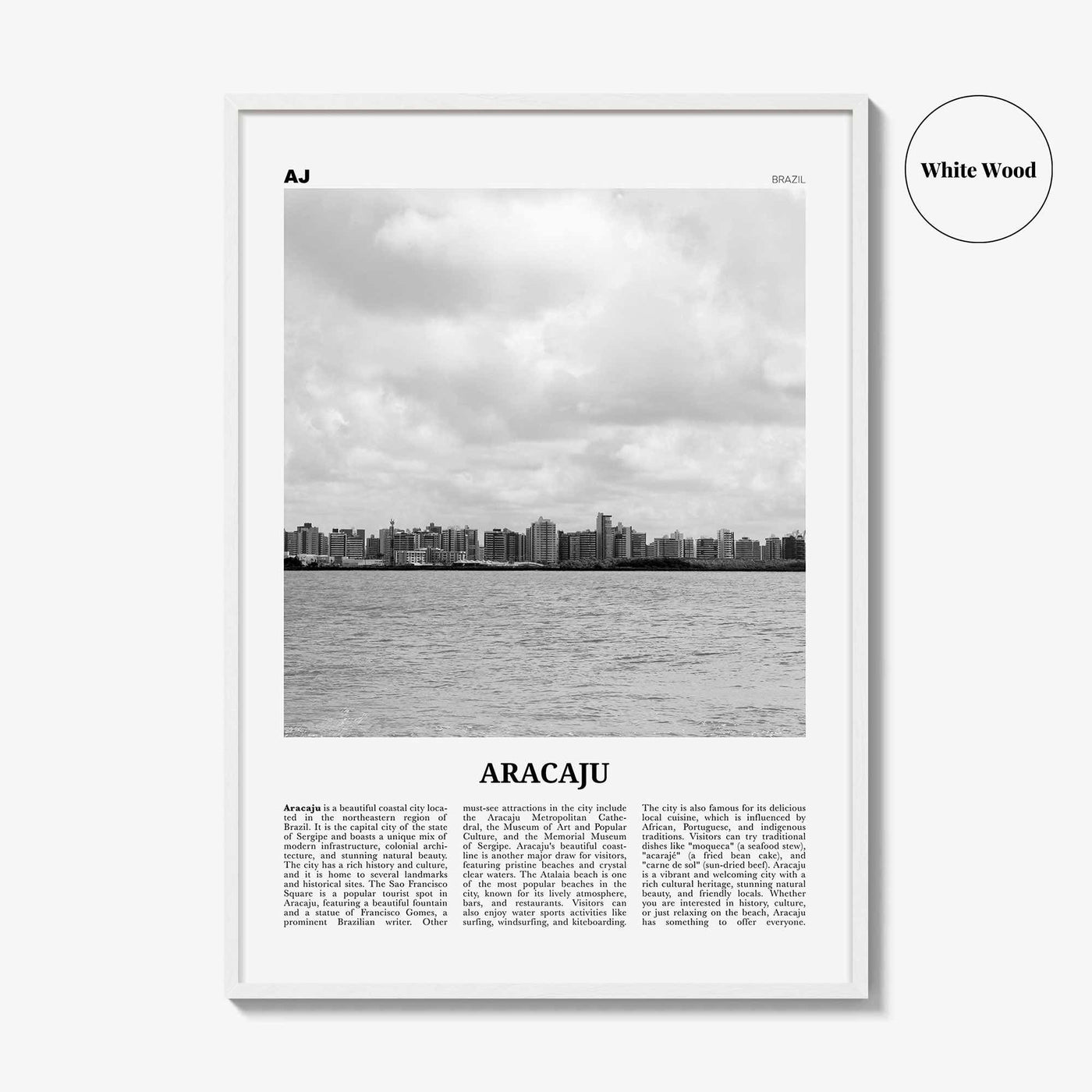 Aracaju Print Black and White, Aracaju Wall Art, Aracaju Poster, Aracaju Photo, Aracaju Wall Décor, Aracaju Map, Brazil