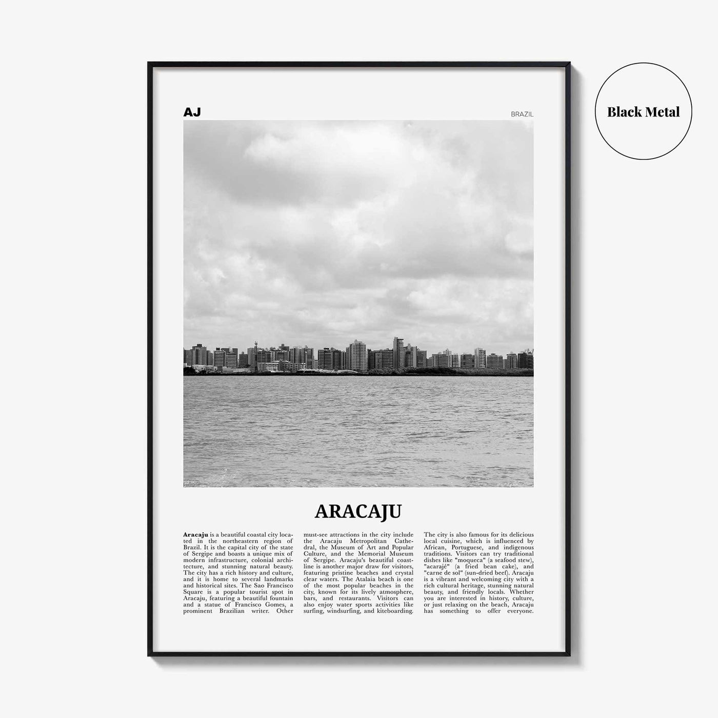 Aracaju Print Black and White, Aracaju Wall Art, Aracaju Poster, Aracaju Photo, Aracaju Wall Décor, Aracaju Map, Brazil