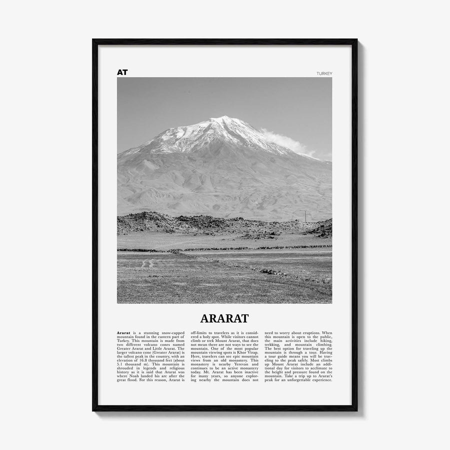 Ararat Print Black and White, Ararat Wall Art, Ararat Poster, Ararat Photo, Ararat Wall Décor, Ararat Map, Turkey