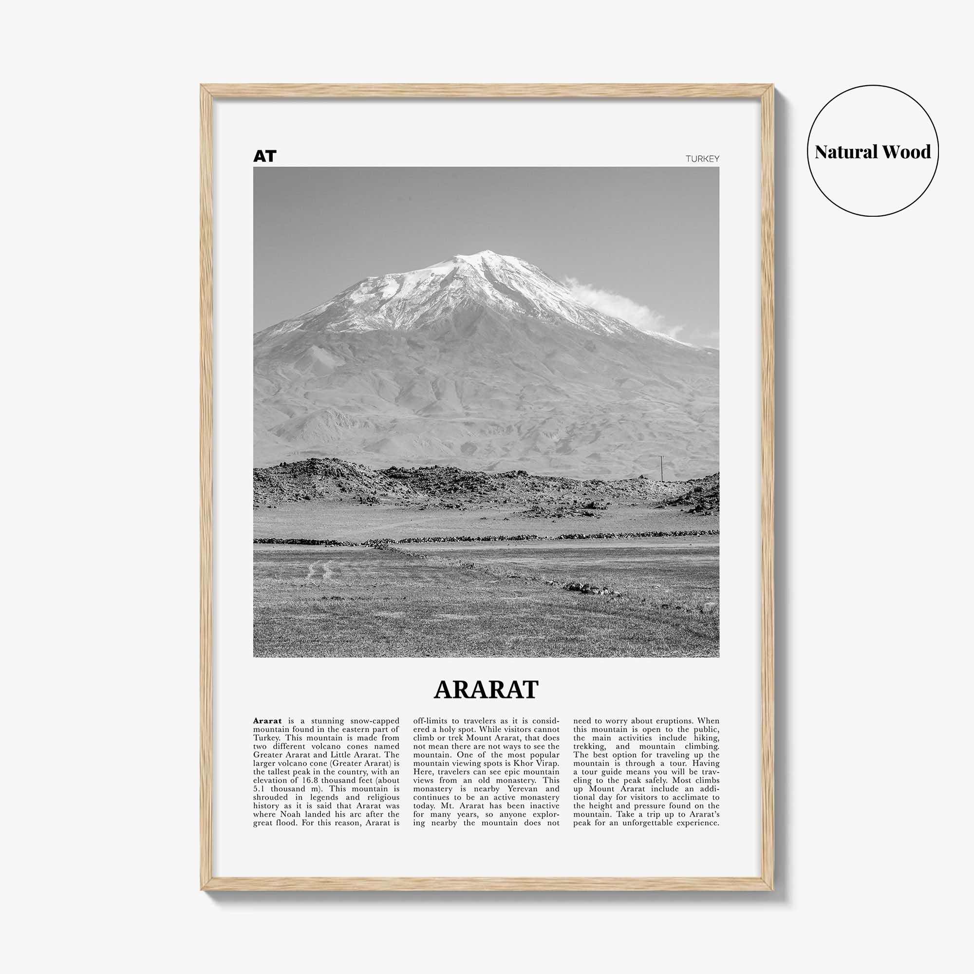 Ararat Print Black and White, Ararat Wall Art, Ararat Poster, Ararat Photo, Ararat Wall Décor, Ararat Map, Turkey