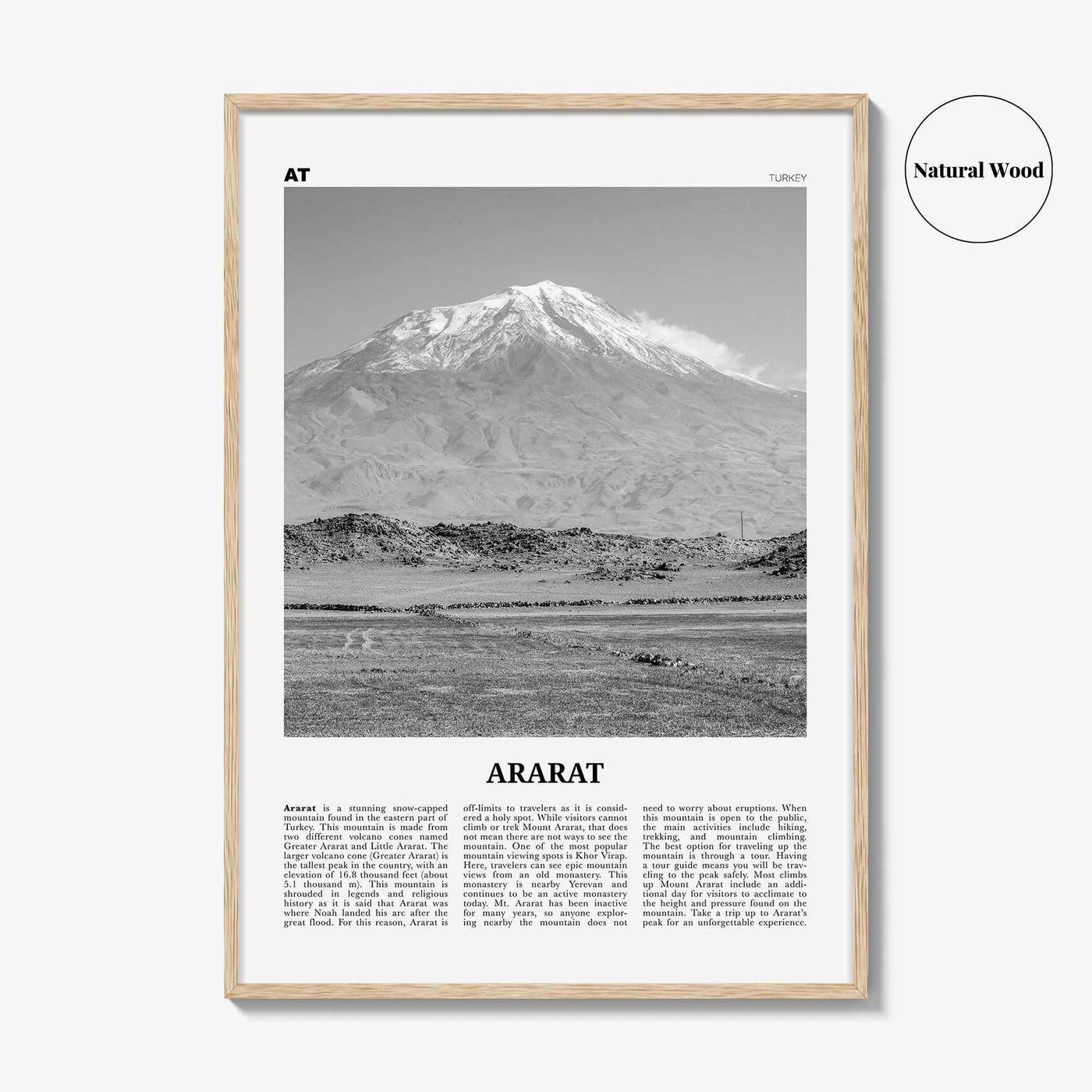 Ararat Print Black and White, Ararat Wall Art, Ararat Poster, Ararat Photo, Ararat Wall Décor, Ararat Map, Turkey