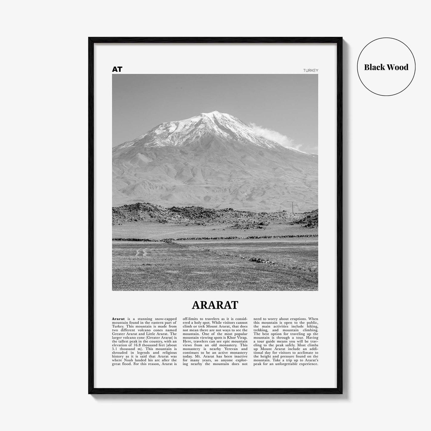 Ararat Print Black and White, Ararat Wall Art, Ararat Poster, Ararat Photo, Ararat Wall Décor, Ararat Map, Turkey