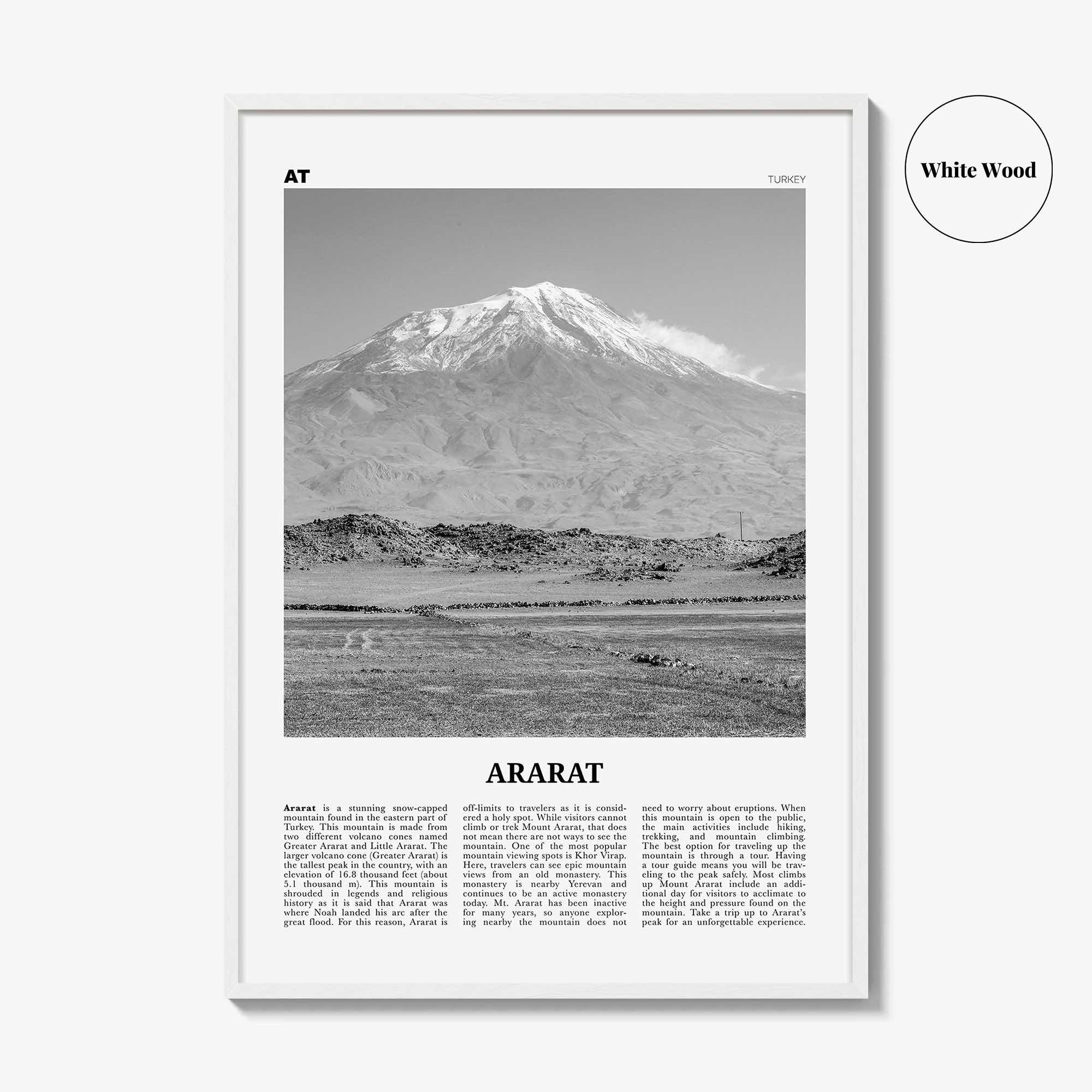 Ararat Print Black and White, Ararat Wall Art, Ararat Poster, Ararat Photo, Ararat Wall Décor, Ararat Map, Turkey