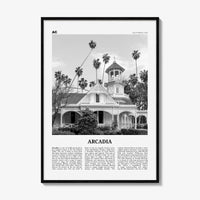 Arcadia Print Black and White, Arcadia Wall Art, Arcadia Poster, Arcadia Photo, Arcadia Map, California, USA, United States