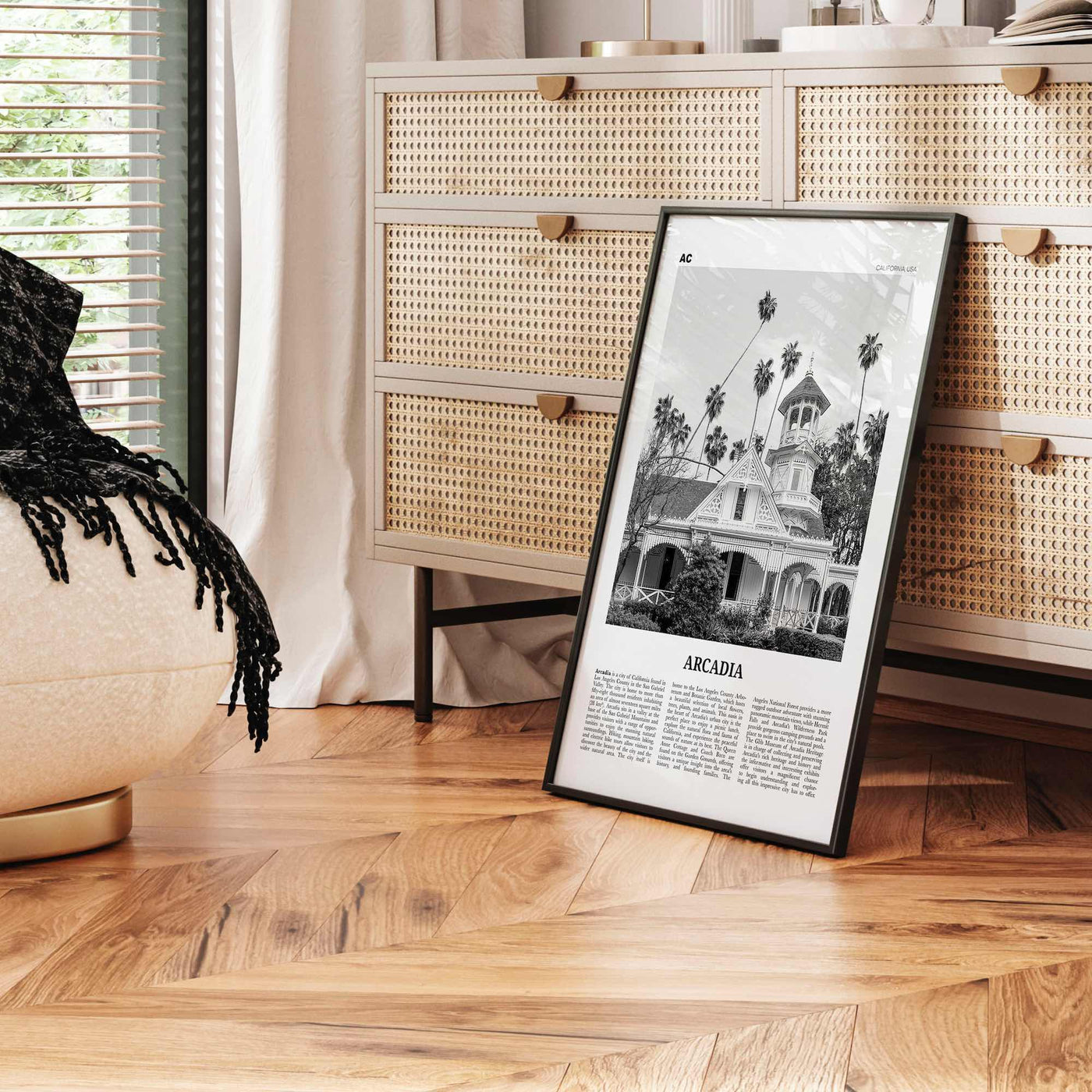 Arcadia Print Black and White, Arcadia Wall Art, Arcadia Poster, Arcadia Photo, Arcadia Map, California, USA, United States