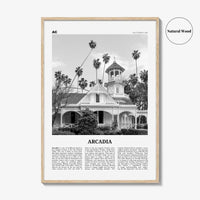 Arcadia Print Black and White, Arcadia Wall Art, Arcadia Poster, Arcadia Photo, Arcadia Map, California, USA, United States