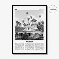 Arcadia Print Black and White, Arcadia Wall Art, Arcadia Poster, Arcadia Photo, Arcadia Map, California, USA, United States