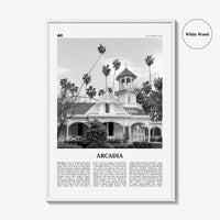 Arcadia Print Black and White, Arcadia Wall Art, Arcadia Poster, Arcadia Photo, Arcadia Map, California, USA, United States