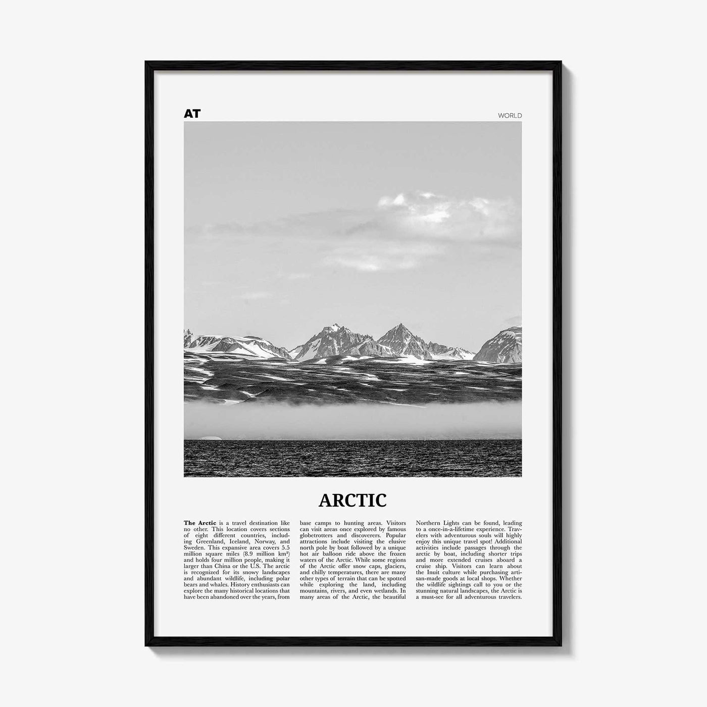 Arctic Print Black and White, Arctic Wall Art, Arctic Poster, Arctic Photo, Arctic Wall Décor, Arctic Map