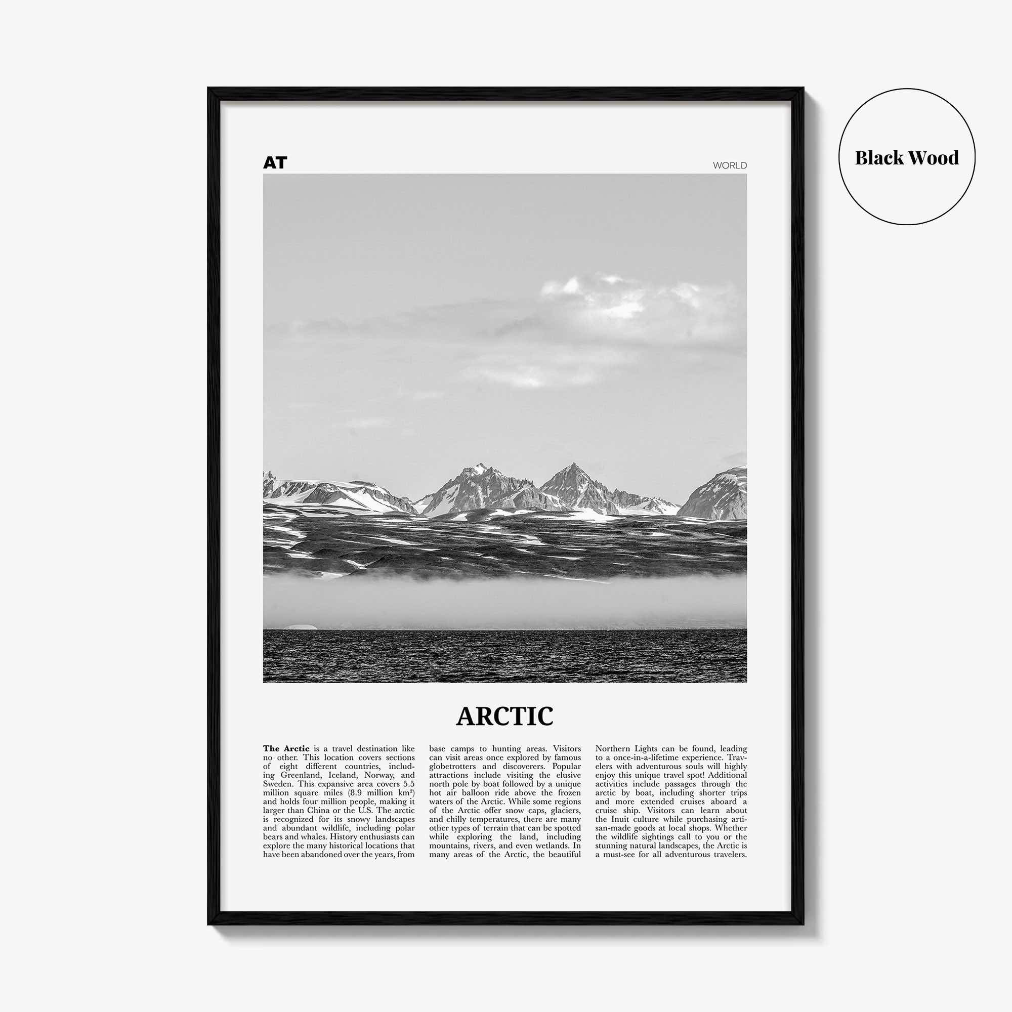 Arctic Print Black and White, Arctic Wall Art, Arctic Poster, Arctic Photo, Arctic Wall Décor, Arctic Map