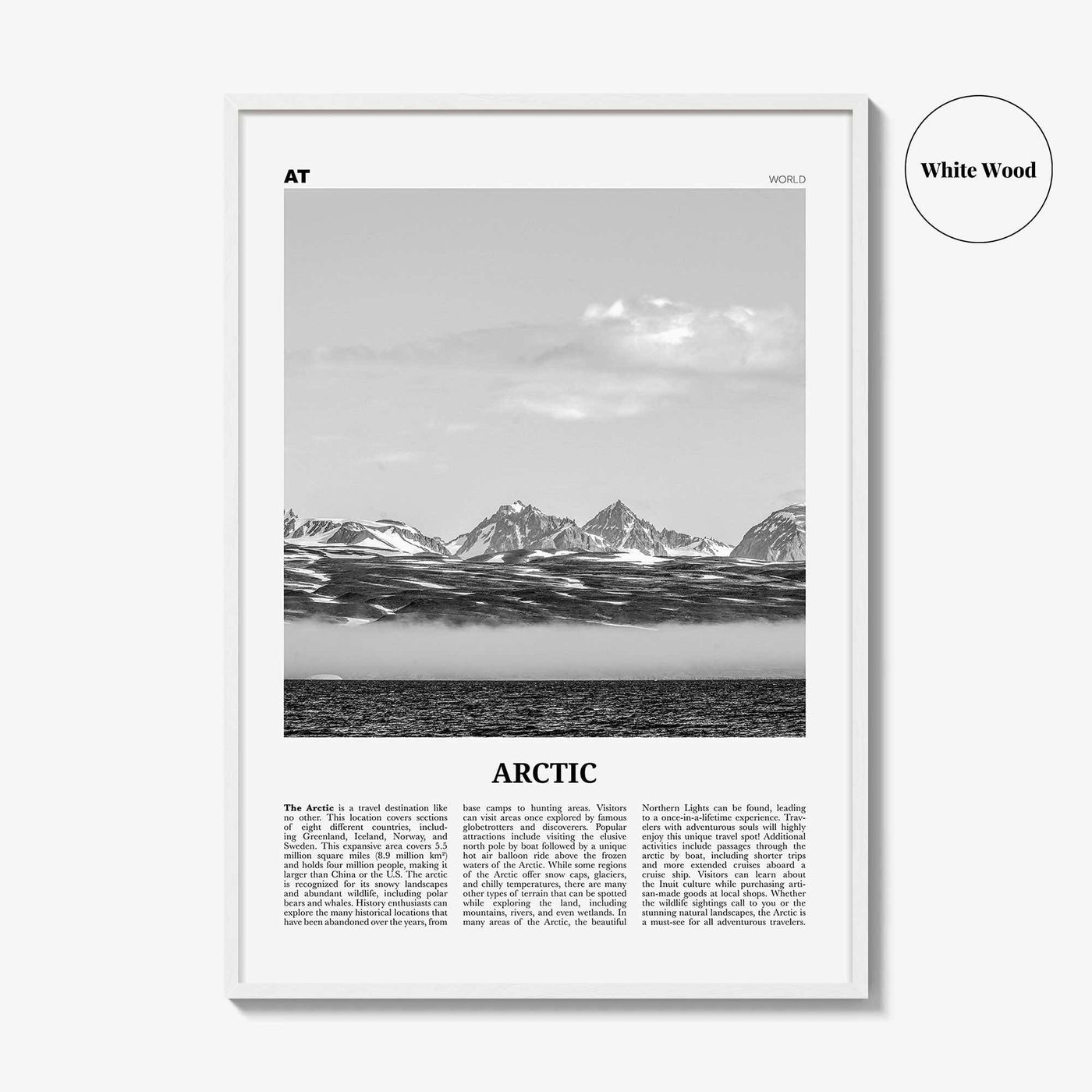 Arctic Print Black and White, Arctic Wall Art, Arctic Poster, Arctic Photo, Arctic Wall Décor, Arctic Map