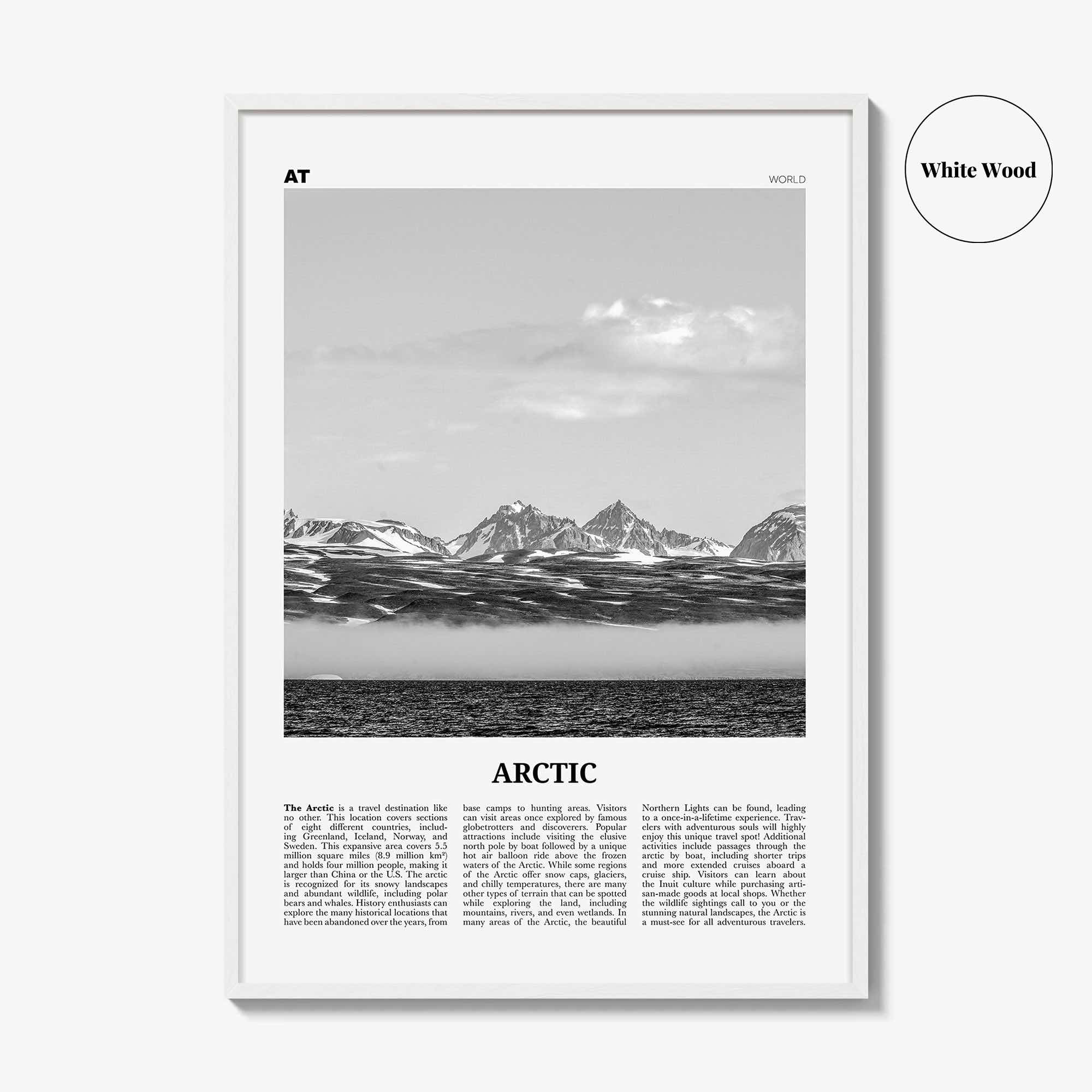 Arctic Print Black and White, Arctic Wall Art, Arctic Poster, Arctic Photo, Arctic Wall Décor, Arctic Map