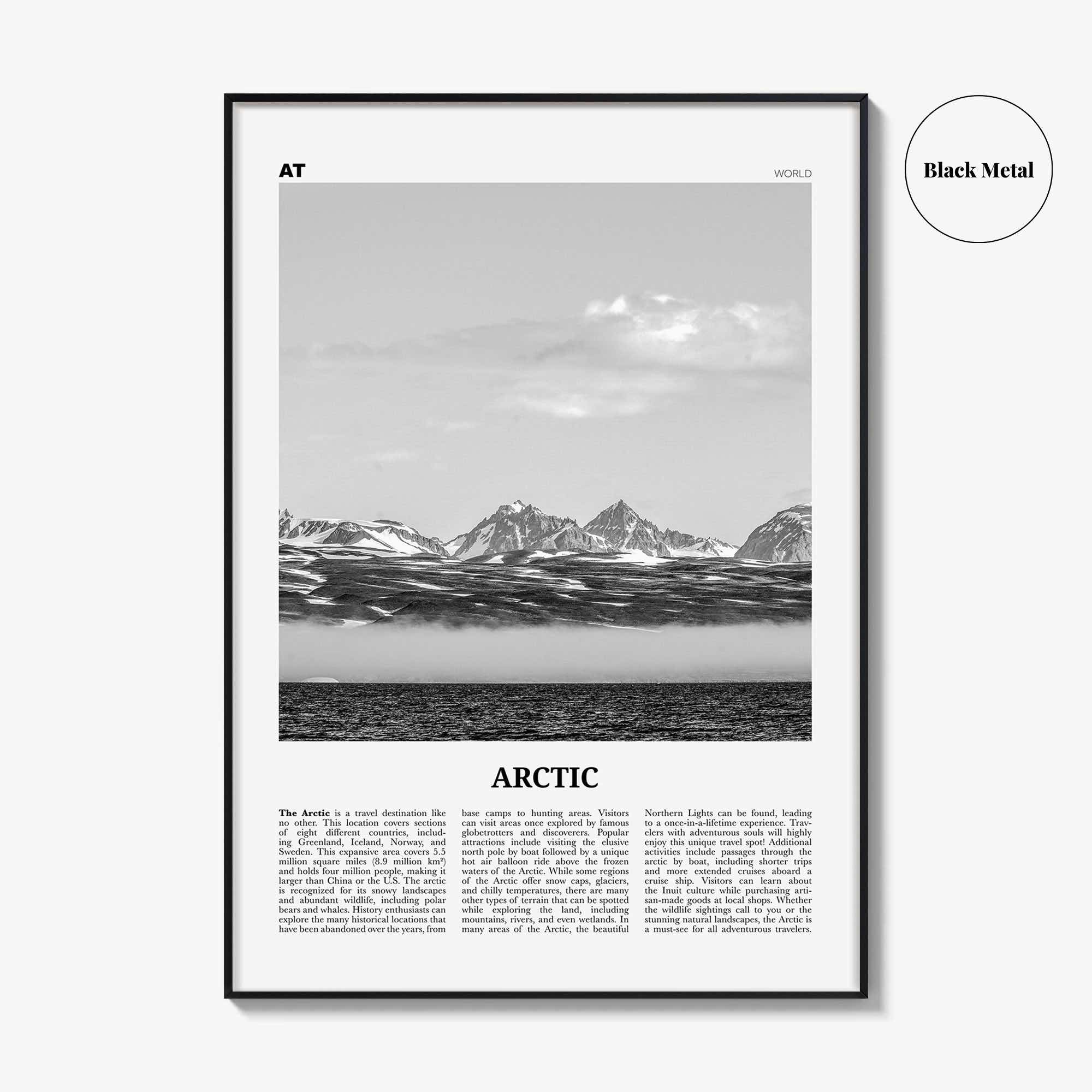 Arctic Print Black and White, Arctic Wall Art, Arctic Poster, Arctic Photo, Arctic Wall Décor, Arctic Map