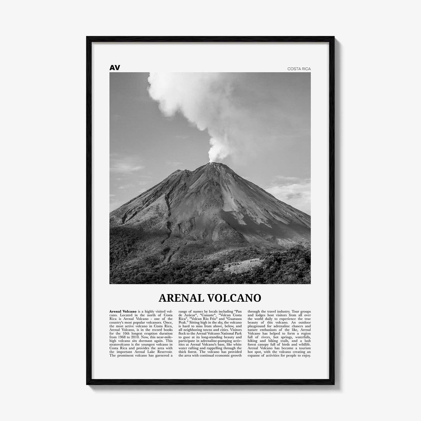 Arenal Volcano National Park Print Black and White, Arenal Volcano Wall Art, Arenal Volcano Poster, Arenal Volcano Photo, Costa Rica