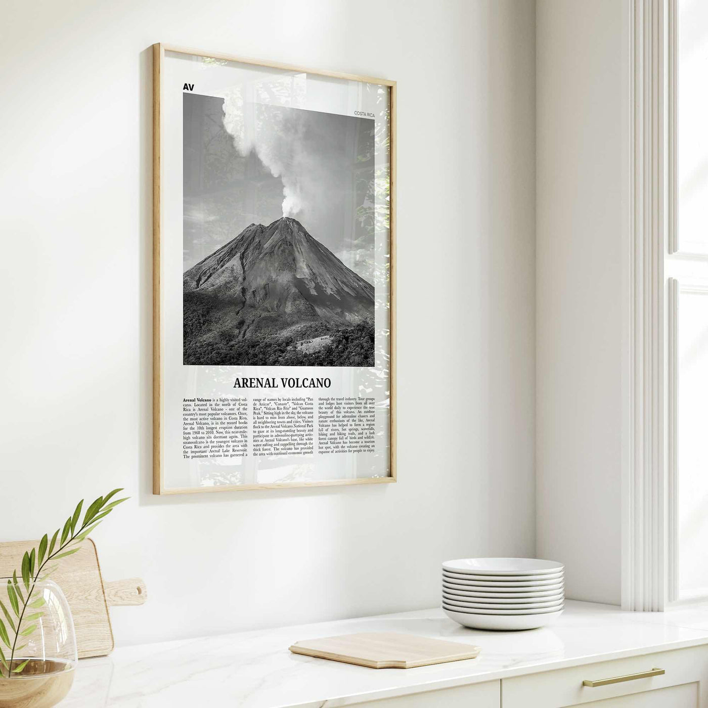 Arenal Volcano National Park Print Black and White, Arenal Volcano Wall Art, Arenal Volcano Poster, Arenal Volcano Photo, Costa Rica