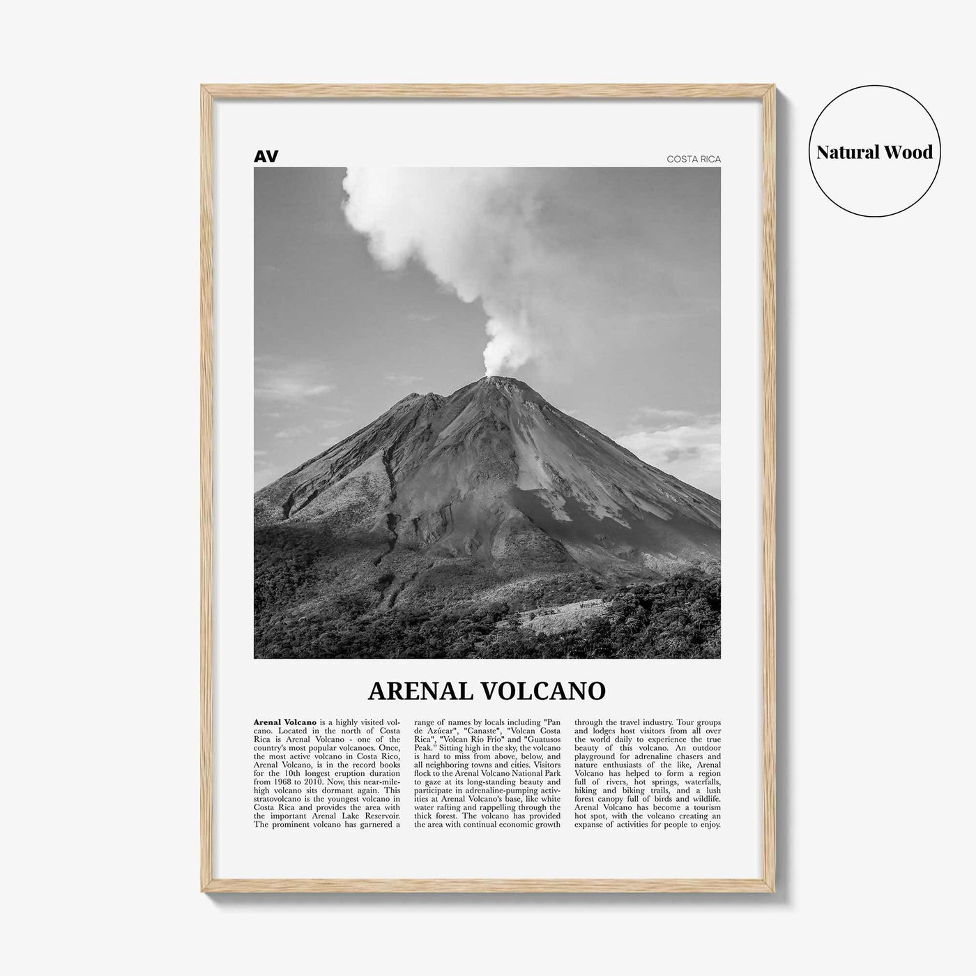 Arenal Volcano National Park Print Black and White, Arenal Volcano Wall Art, Arenal Volcano Poster, Arenal Volcano Photo, Costa Rica