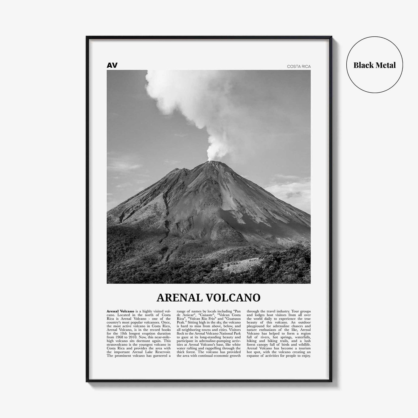 Arenal Volcano National Park Print Black and White, Arenal Volcano Wall Art, Arenal Volcano Poster, Arenal Volcano Photo, Costa Rica
