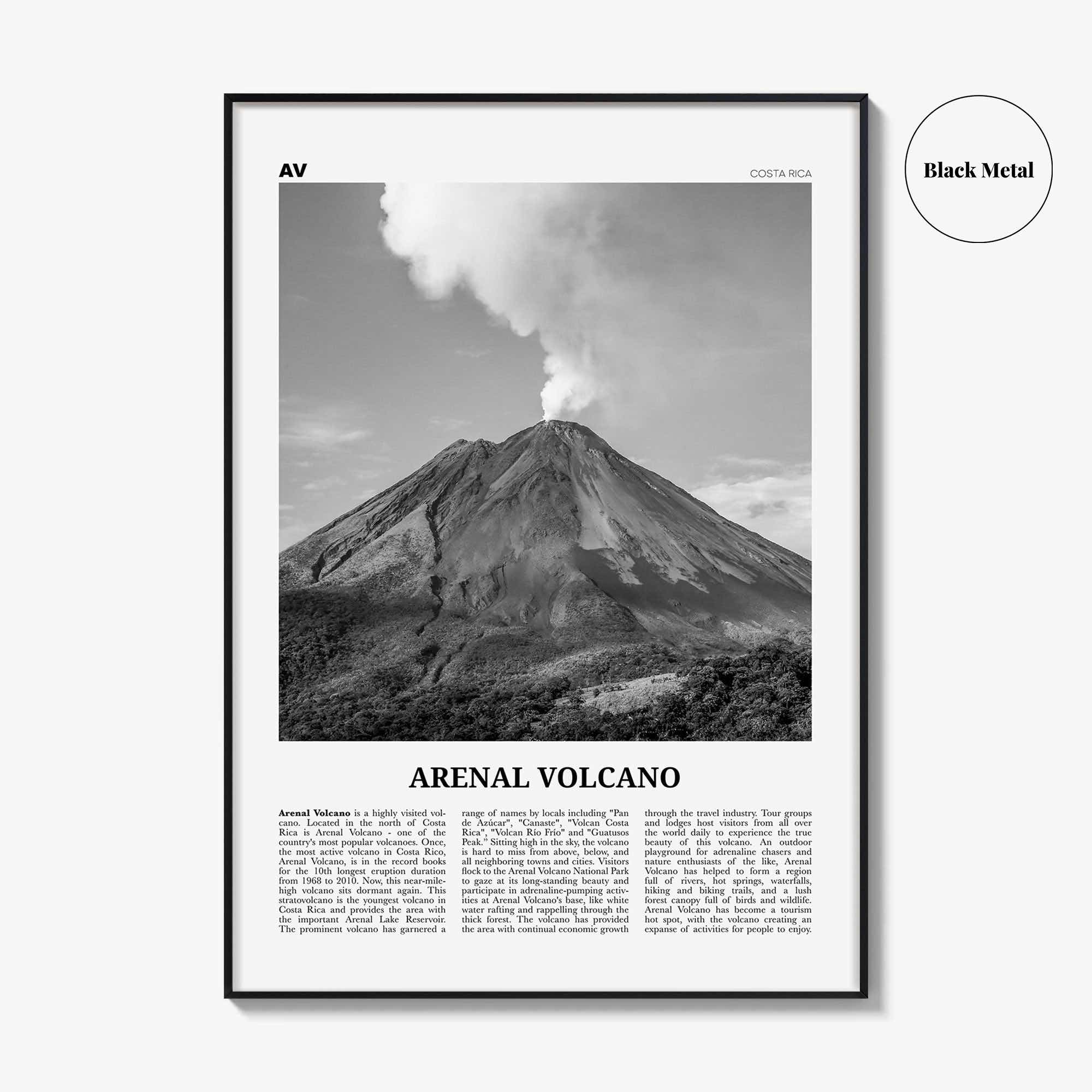 Arenal Volcano National Park Print Black and White, Arenal Volcano Wall Art, Arenal Volcano Poster, Arenal Volcano Photo, Costa Rica