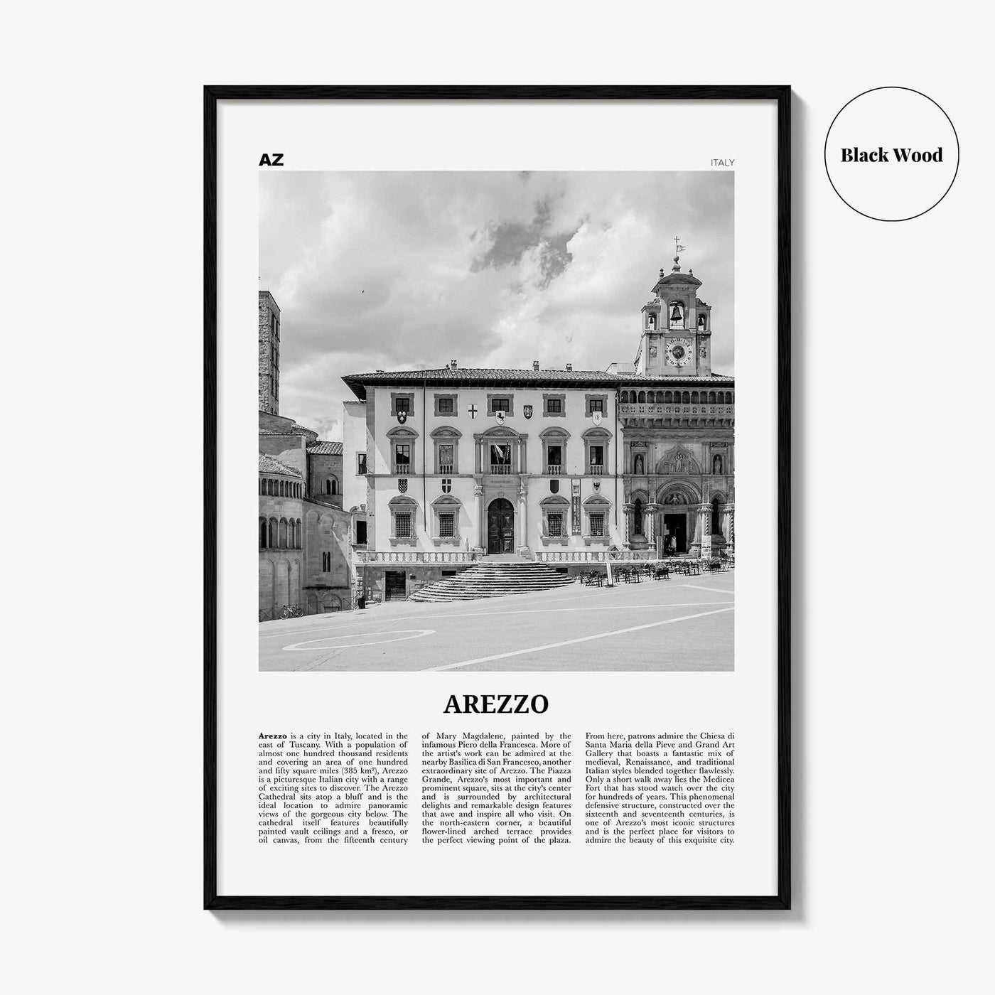 Arezzo Print Black and White, Arezzo Wall Art, Arezzo Poster, Arezzo Photo, Arezzo Map, Arezzo Wall Decor, Italy