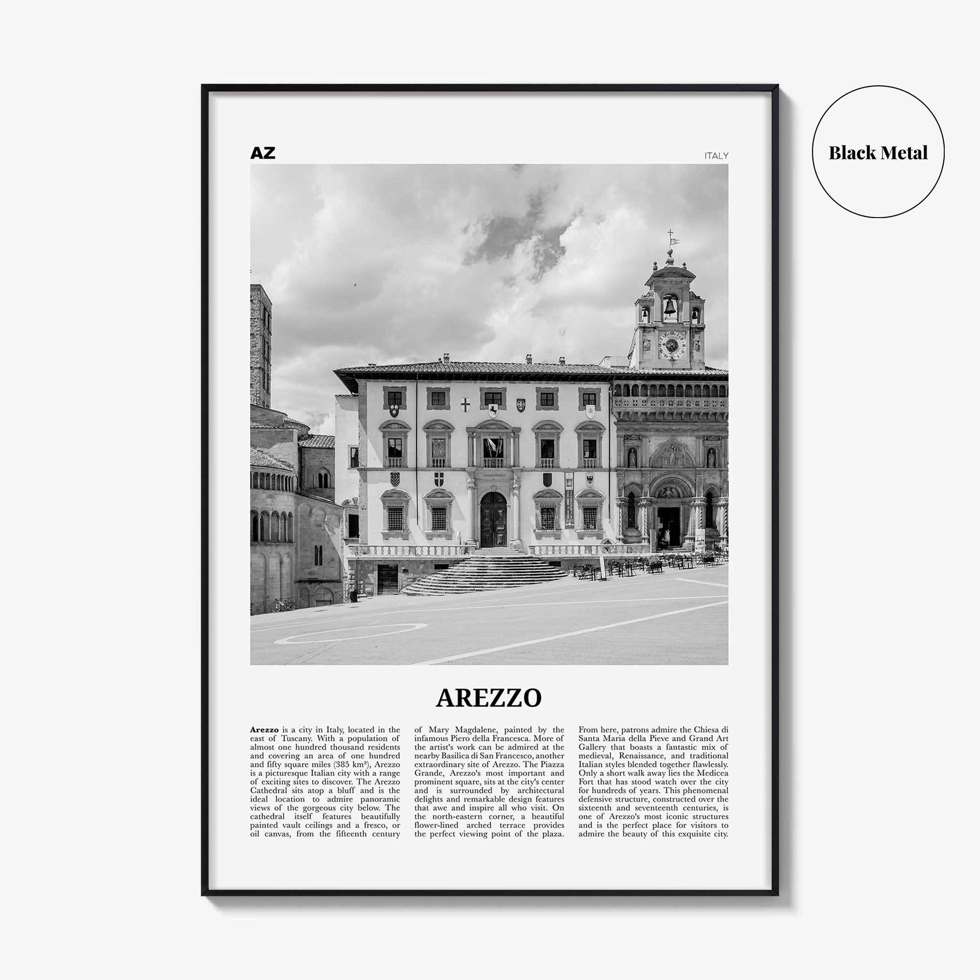 Arezzo Print Black and White, Arezzo Wall Art, Arezzo Poster, Arezzo Photo, Arezzo Map, Arezzo Wall Decor, Italy