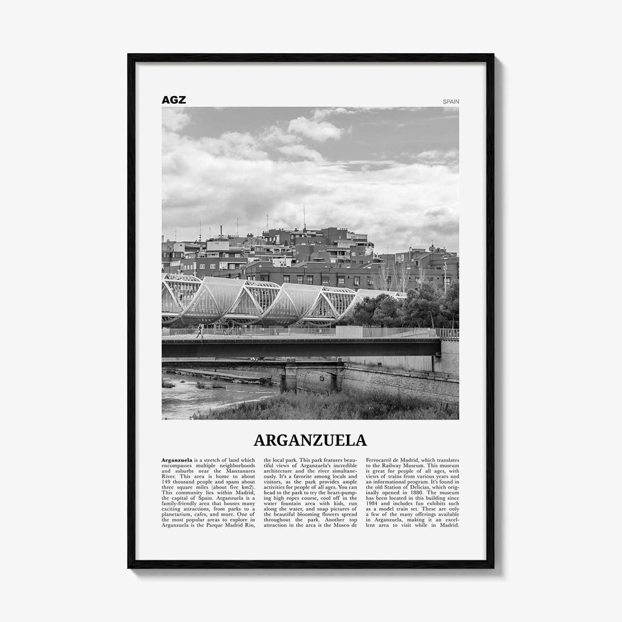 Arganzuela Print Black and White, Arganzuela Wall Art, Arganzuela Poster, Arganzuela Photo, Arganzuela Wall Décor, Arganzuela Map, Spain