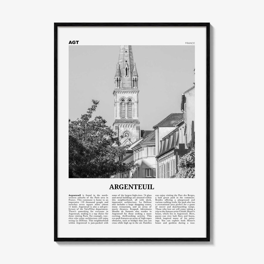 Argenteuil Print Black and White, Argenteuil Wall Art, Argenteuil Poster, Argenteuil Photo, Argenteuil Wall Décor, Argenteuil Map, France