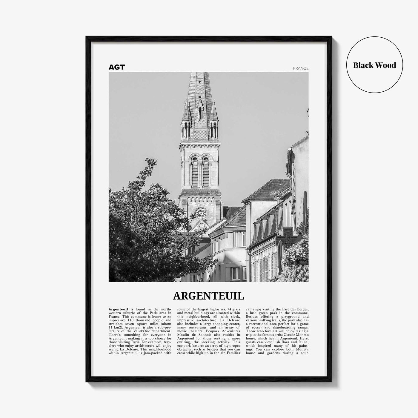 Argenteuil Print Black and White, Argenteuil Wall Art, Argenteuil Poster, Argenteuil Photo, Argenteuil Wall Décor, Argenteuil Map, France