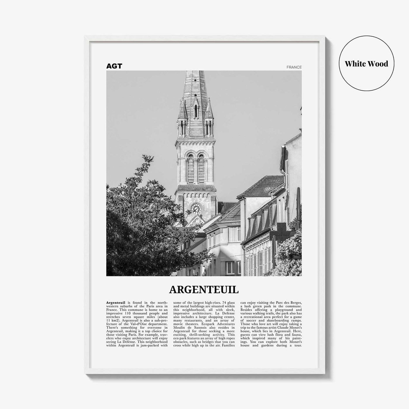 Argenteuil Print Black and White, Argenteuil Wall Art, Argenteuil Poster, Argenteuil Photo, Argenteuil Wall Décor, Argenteuil Map, France