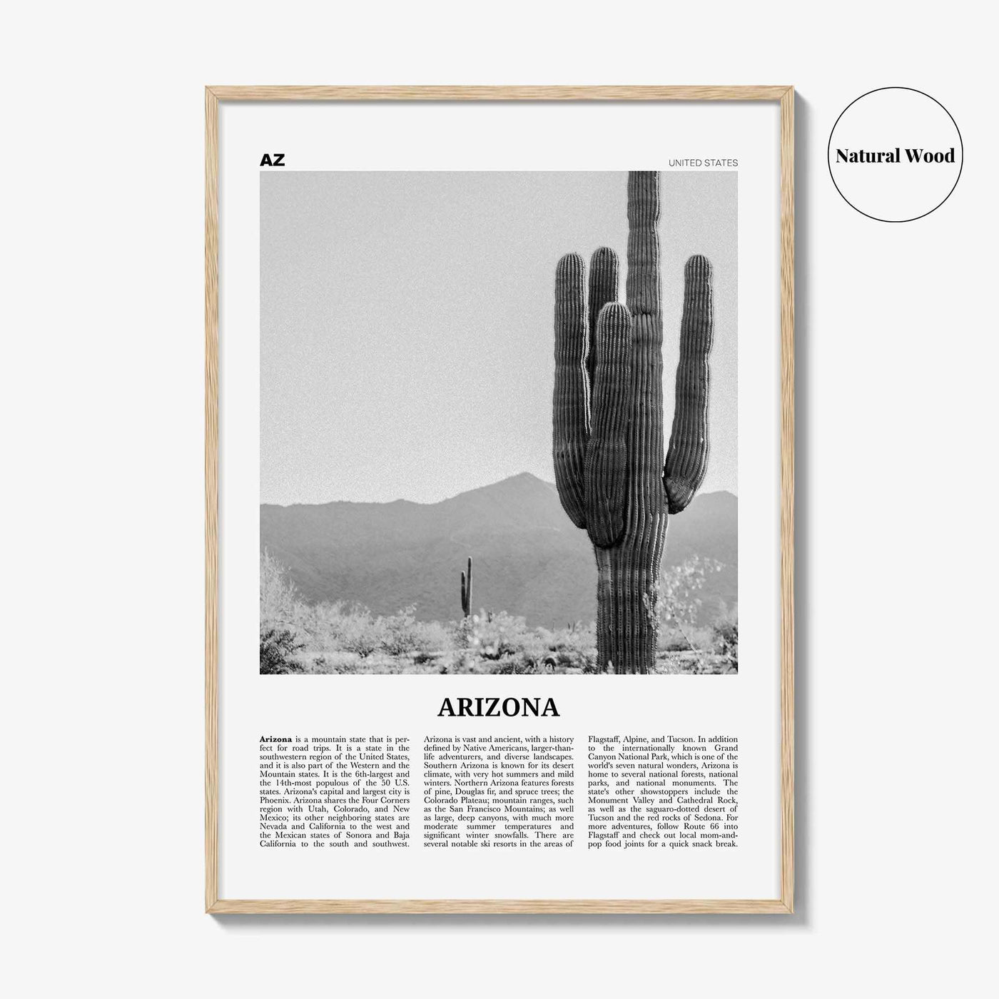 Arizona Print Black and White No 1, Arizona Wall Art, Arizona Poster, Arizona Photo, Arizona Wall Decor, USA, United States, North America