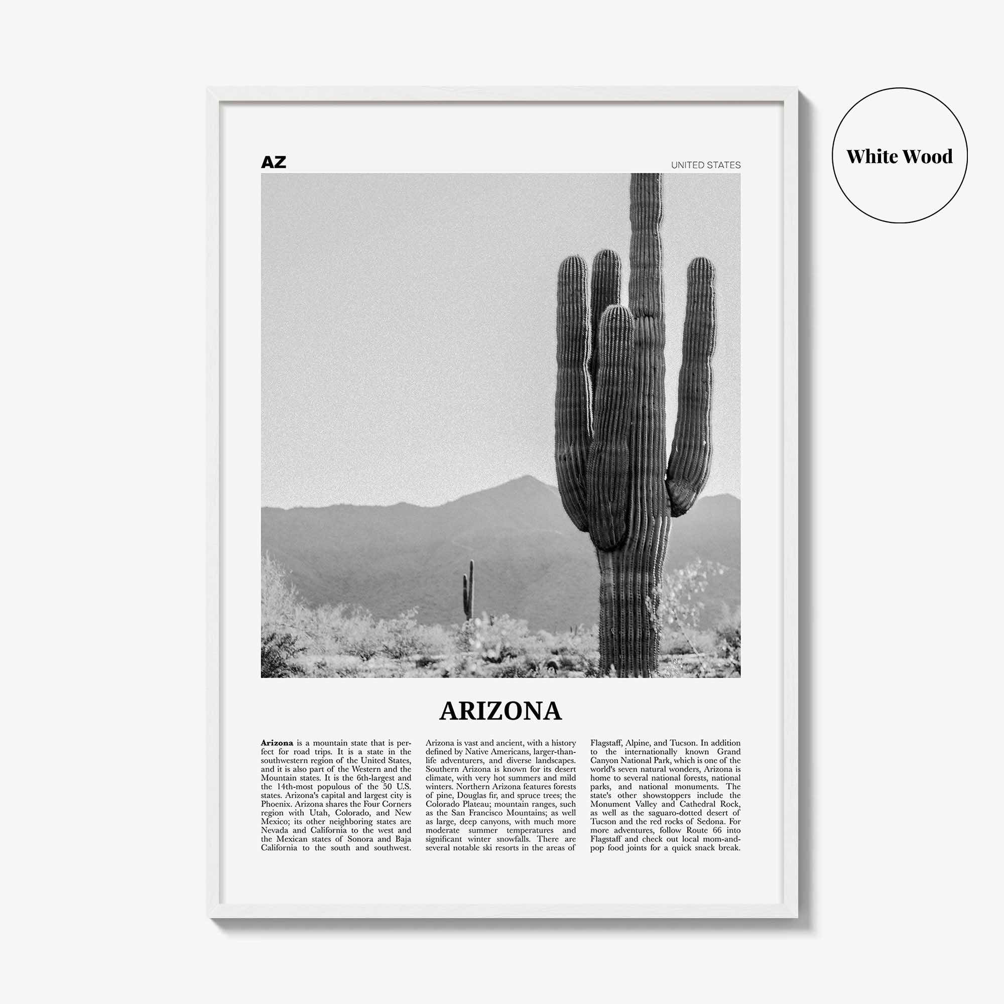 Arizona Print Black and White No 1, Arizona Wall Art, Arizona Poster, Arizona Photo, Arizona Wall Decor, USA, United States, North America