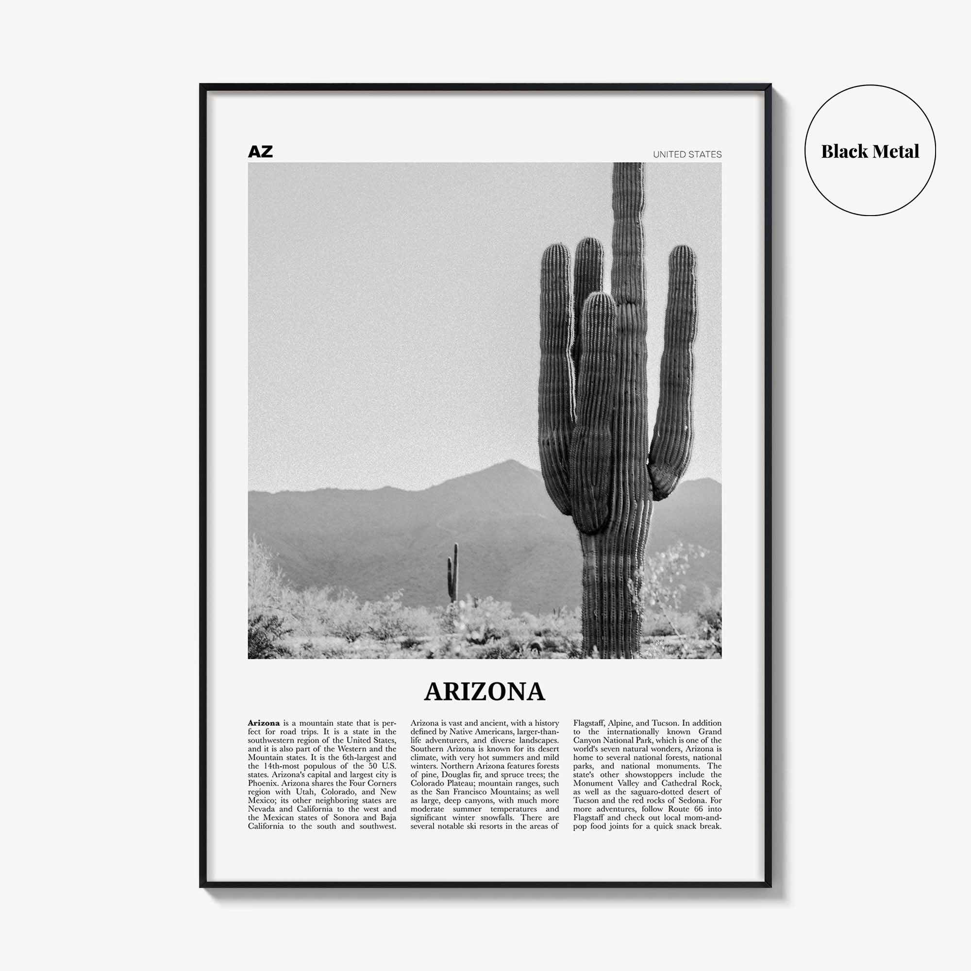Arizona Print Black and White No 1, Arizona Wall Art, Arizona Poster, Arizona Photo, Arizona Wall Decor, USA, United States, North America