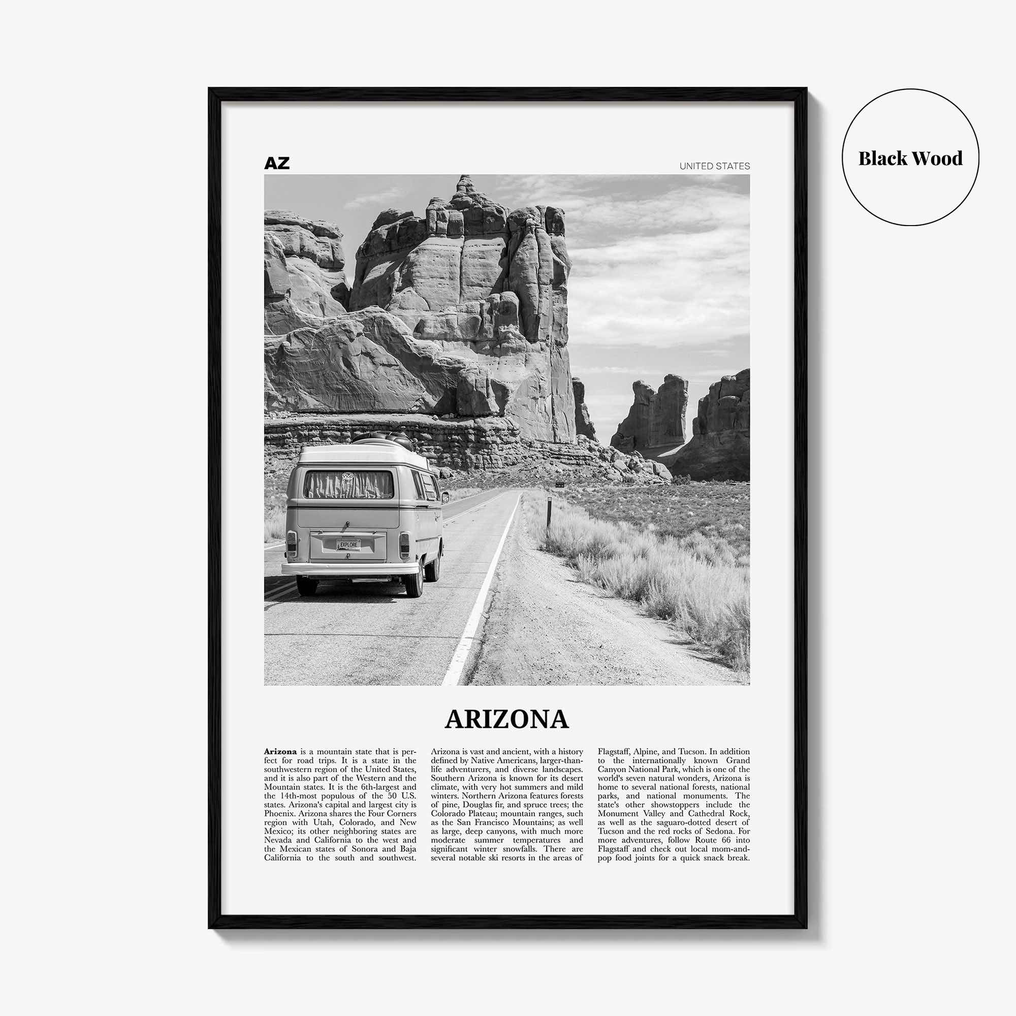 Arizona Print Black and White No 2, Arizona Wall Art, Arizona Poster, Arizona Photo, Arizona Wall Decor, USA, United States, North America