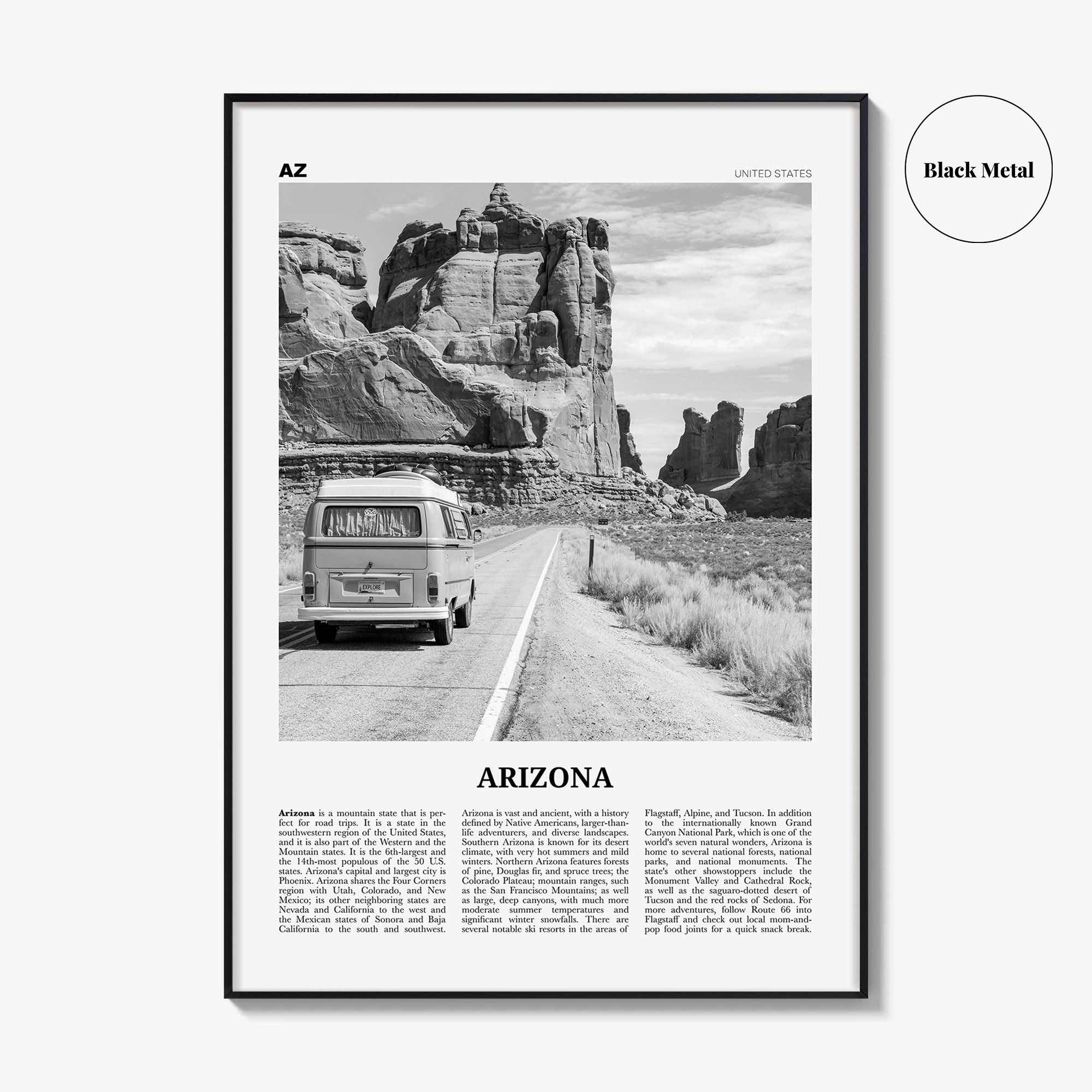 Arizona Print Black and White No 2, Arizona Wall Art, Arizona Poster, Arizona Photo, Arizona Wall Decor, USA, United States, North America