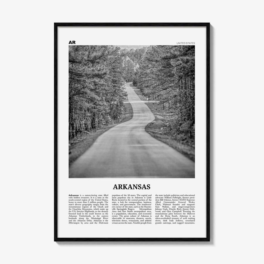 Arkansas Print Black and White No 1, Arkansas Wall Art, Arkansas Poster, Arkansas Photo, Arkansas Wall Decor, USA, United States, America