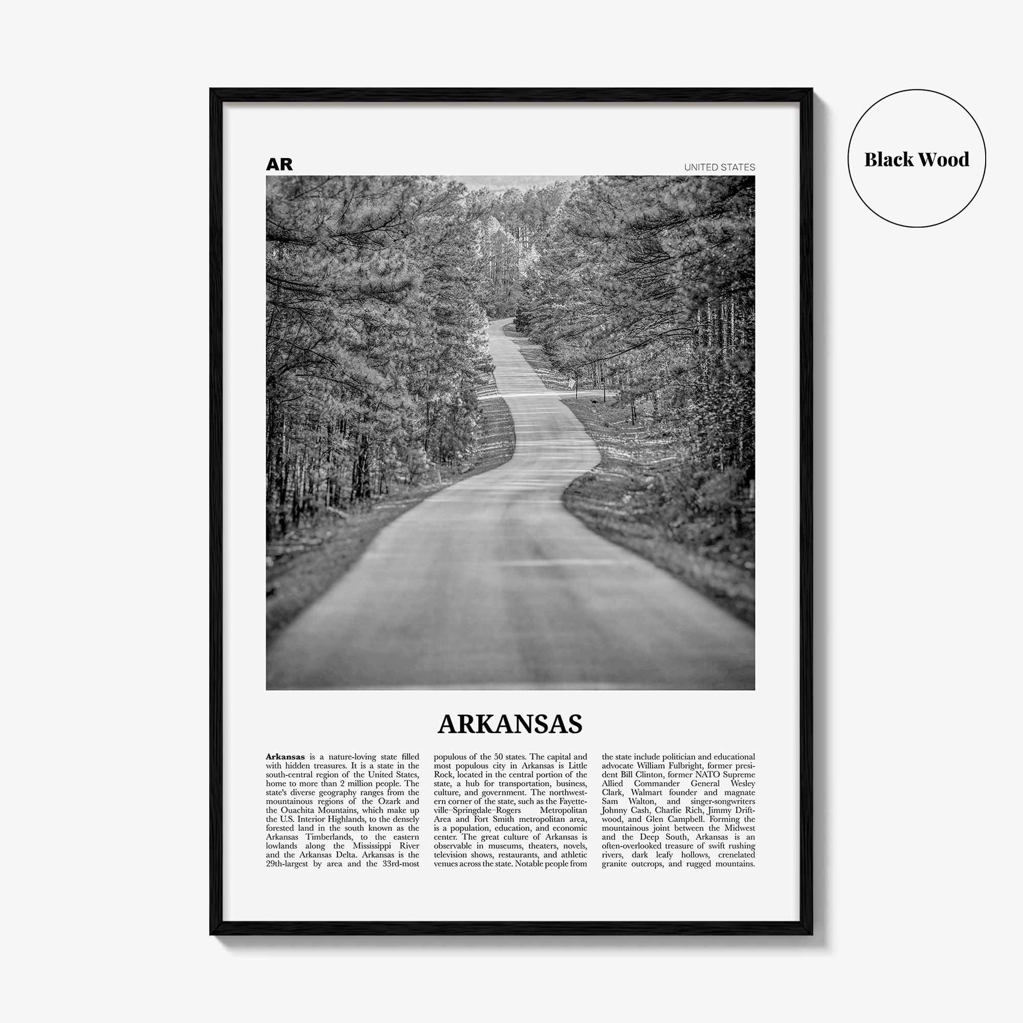 Arkansas Print Black and White No 1, Arkansas Wall Art, Arkansas Poster, Arkansas Photo, Arkansas Wall Decor, USA, United States, America
