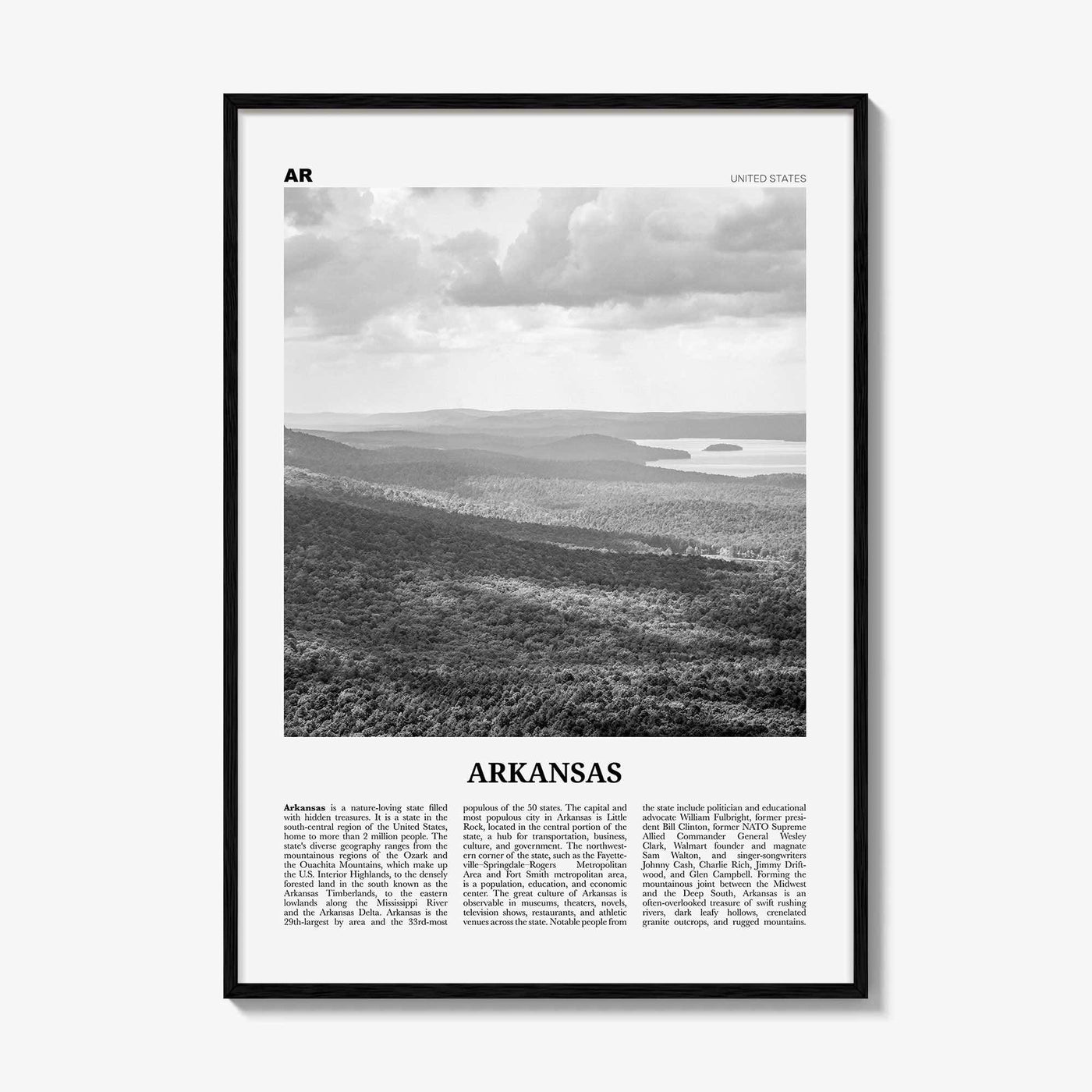 Arkansas Print Black and White No 2, Arkansas Wall Art, Arkansas Poster, Arkansas Photo, Arkansas Wall Decor, USA, United States