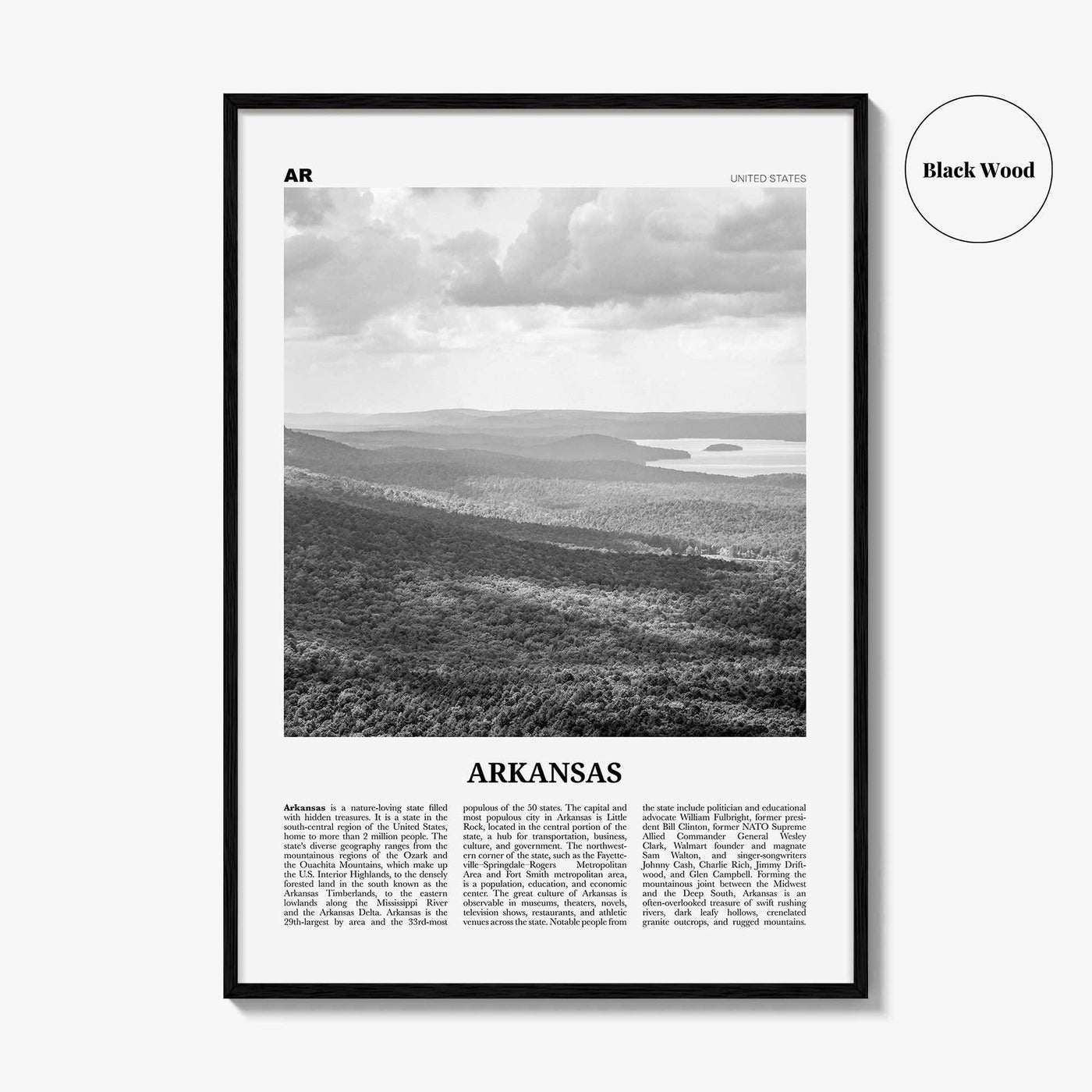Arkansas Print Black and White No 2, Arkansas Wall Art, Arkansas Poster, Arkansas Photo, Arkansas Wall Decor, USA, United States