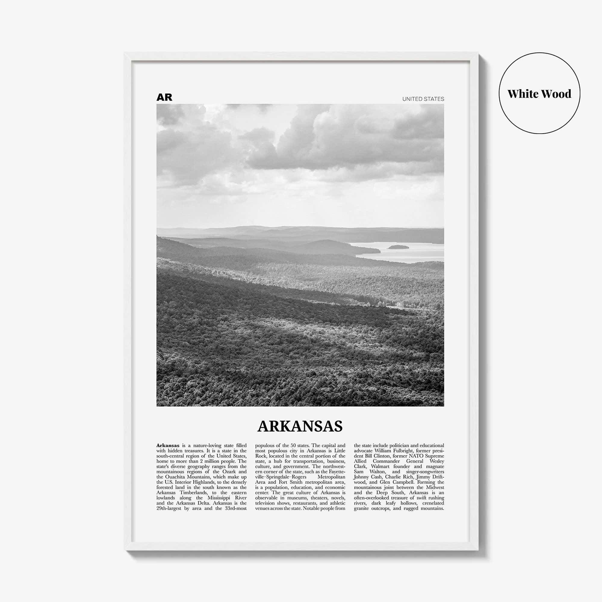 Arkansas Print Black and White No 2, Arkansas Wall Art, Arkansas Poster, Arkansas Photo, Arkansas Wall Decor, USA, United States