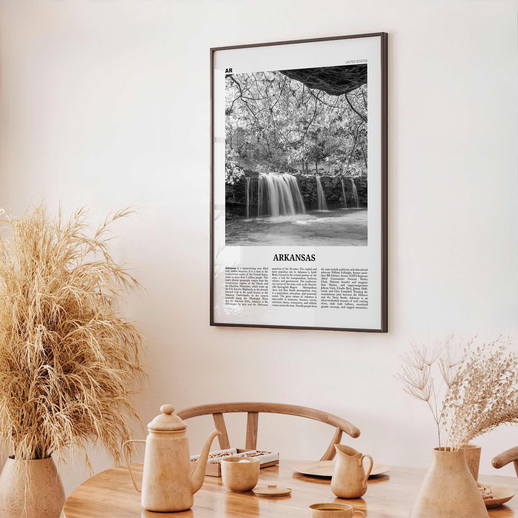 Arkansas Print Black and White No 3, Arkansas Wall Art, Arkansas Poster, Arkansas Photo, Arkansas Wall Décor, Arkansas Map, United States