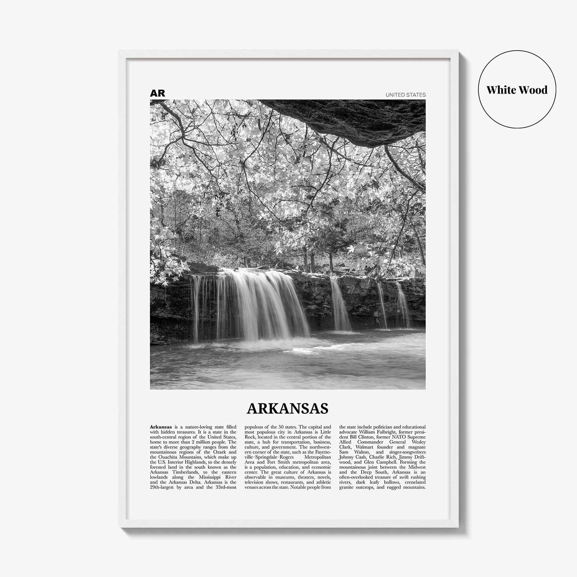 Arkansas Print Black and White No 3, Arkansas Wall Art, Arkansas Poster, Arkansas Photo, Arkansas Wall Décor, Arkansas Map, United States